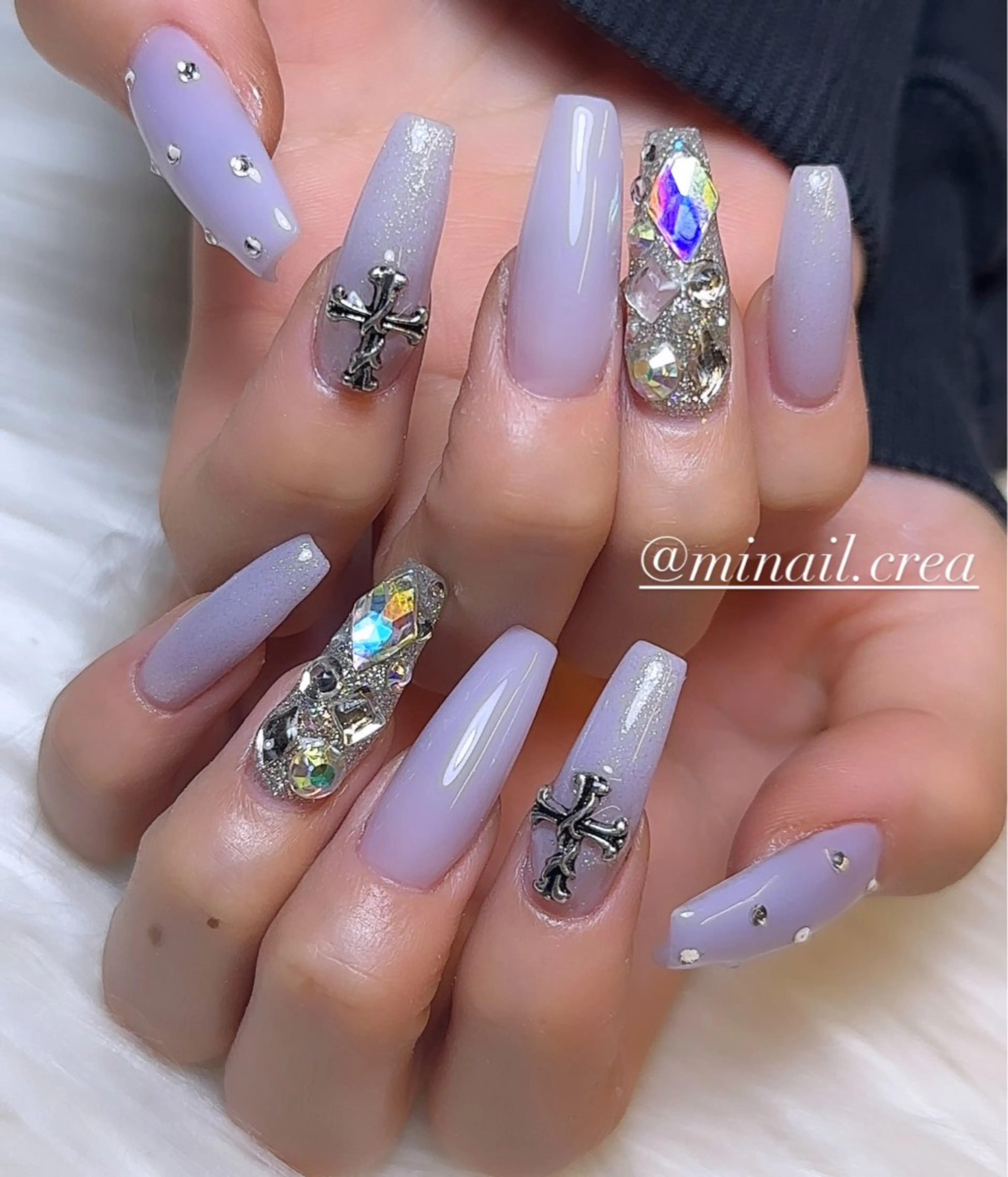 ネイル キラキラネイル ロングネイル ワンカラーネイル スカルプネイル シンプルネイル ハンドネイル CRéA　-private nailsalon-所属・CReA nailのネイルデザイン