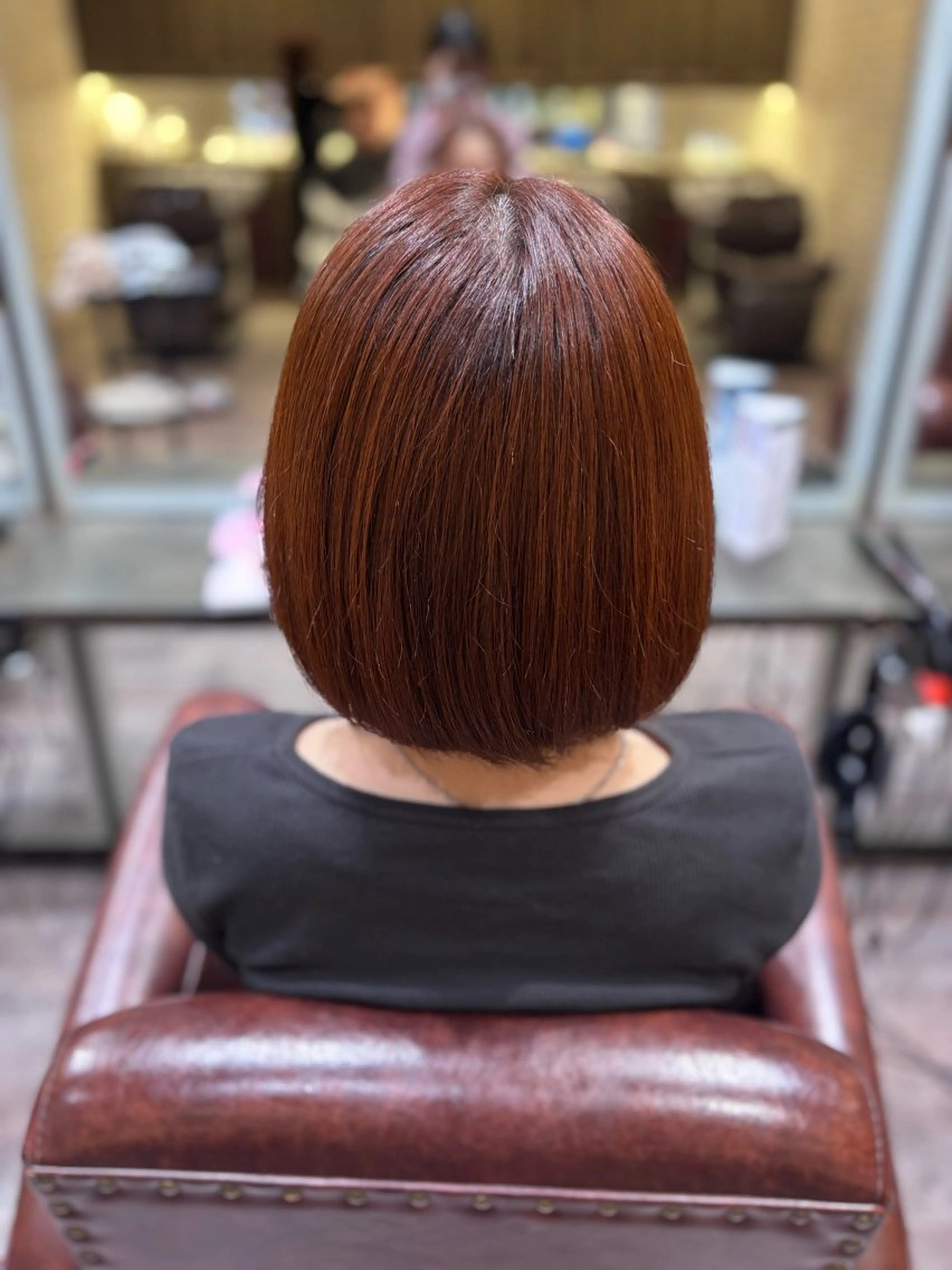 ミディアム オレンジブラウン ヘアカラー 中野 まなのヘアスタイル