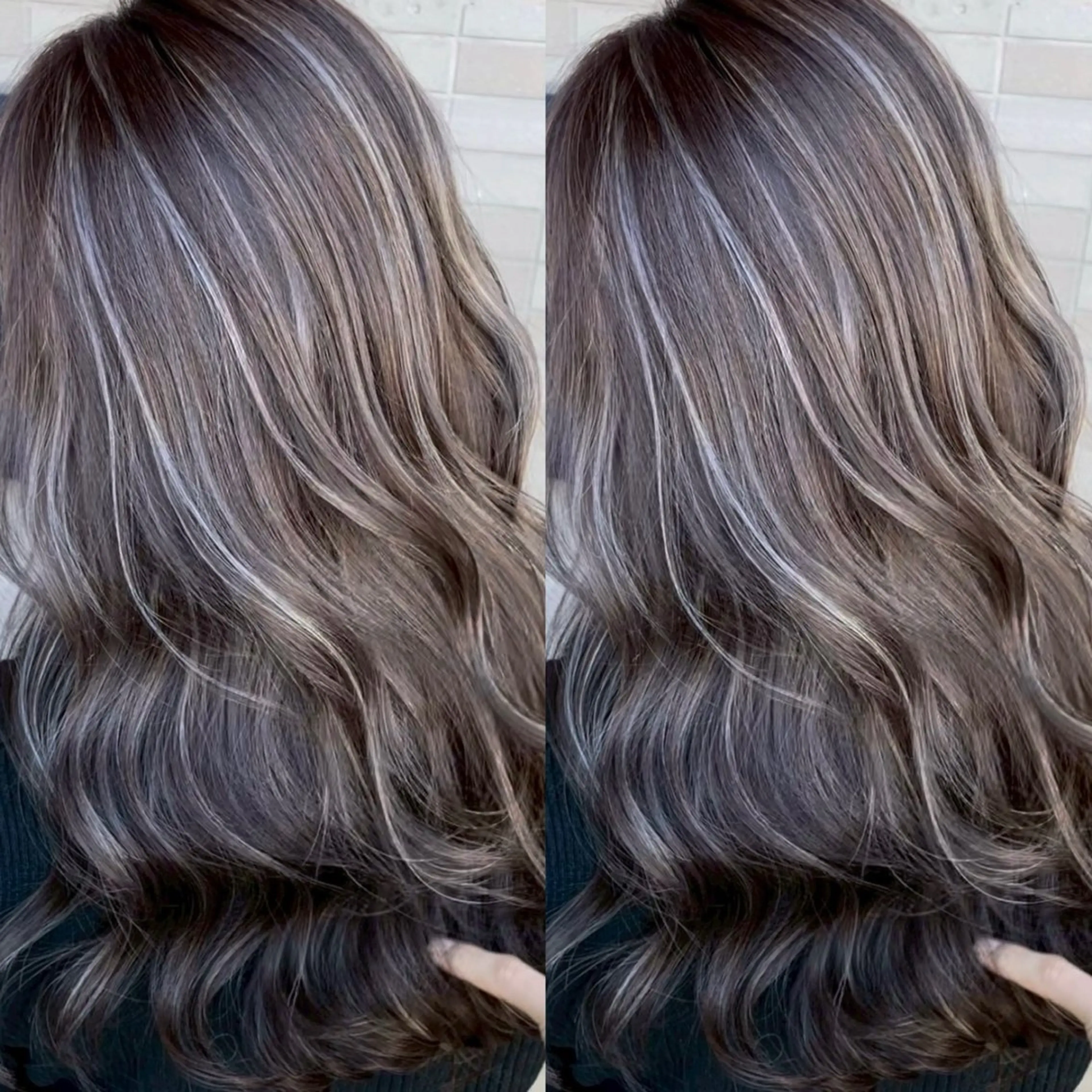 ロング カラー ブリーチ ケアブリーチ デザインカラー グレージュ ハイライトカラー ヘアカラー ONYX 表参道所属・表参道/ハイライト 髪質改善ストレートのヘアスタイル