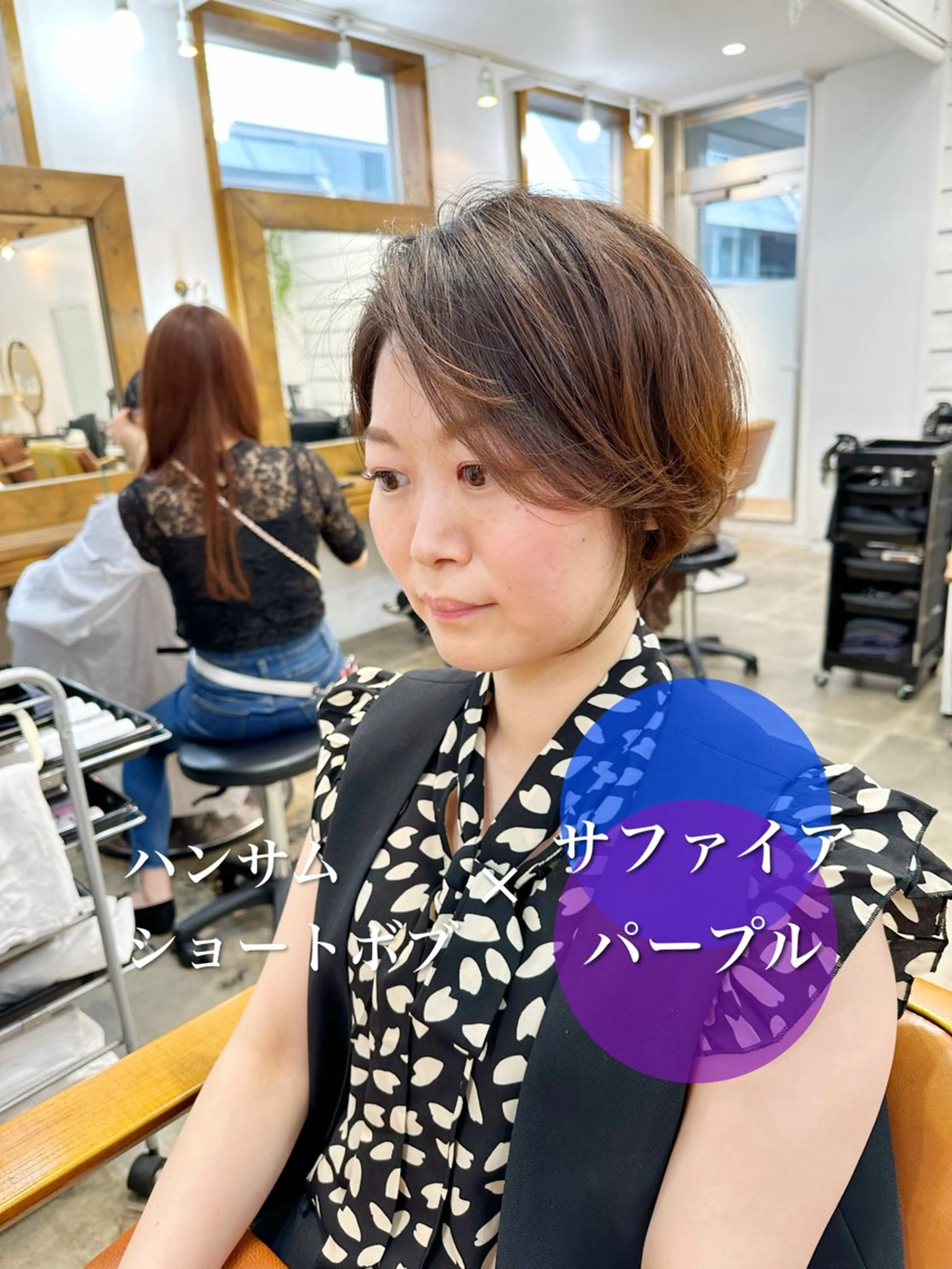 ショート カラー ショートボブ ハンサムショート ボブ くせ毛 ショートヘア カット トリートメント newline銀座所属・銀座ショート/ 大人ショート/金子涼のヘアスタイル