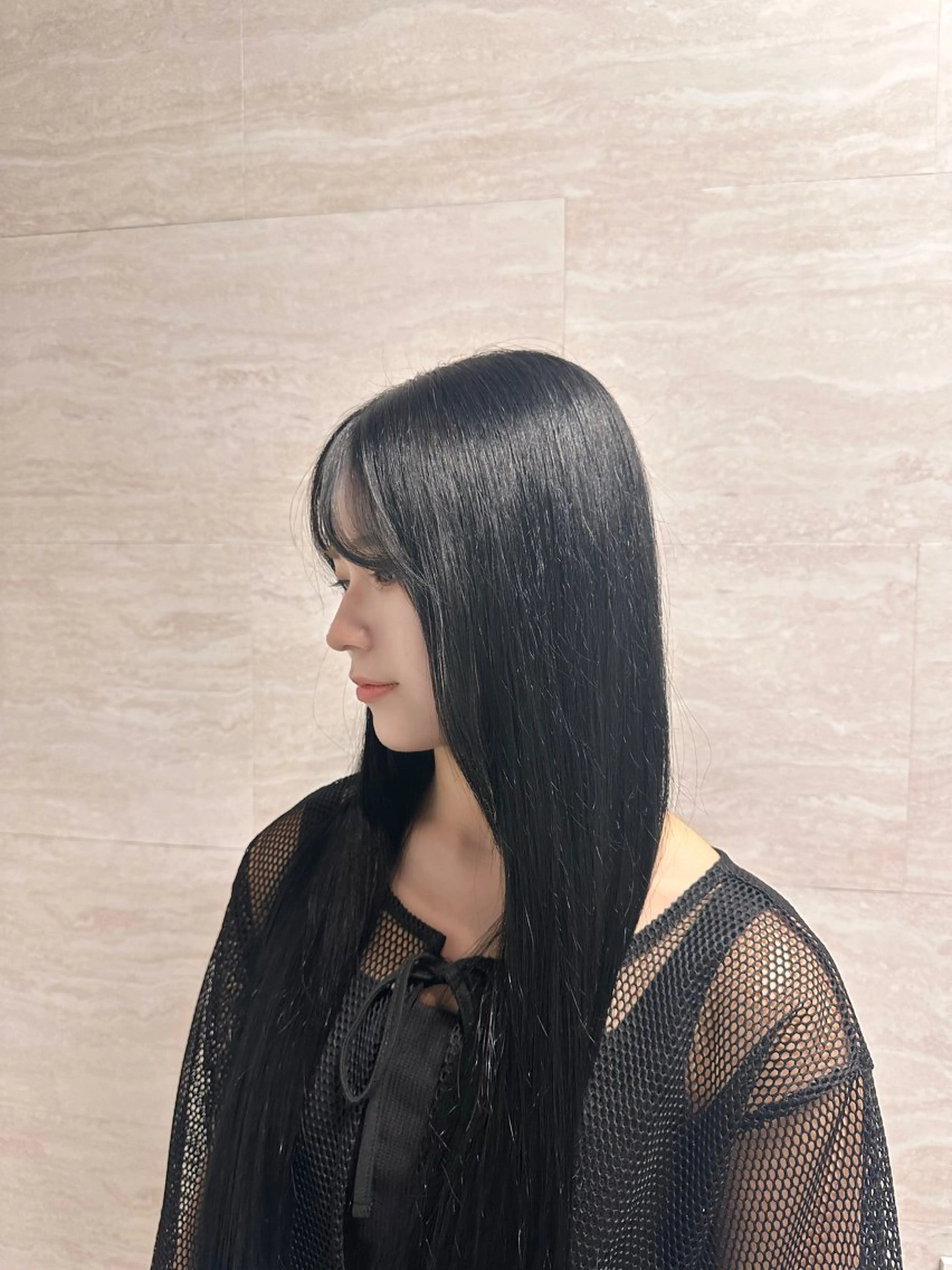 ロング カラー 黒髪 ヘアカラー 橋本 元太のヘアスタイル