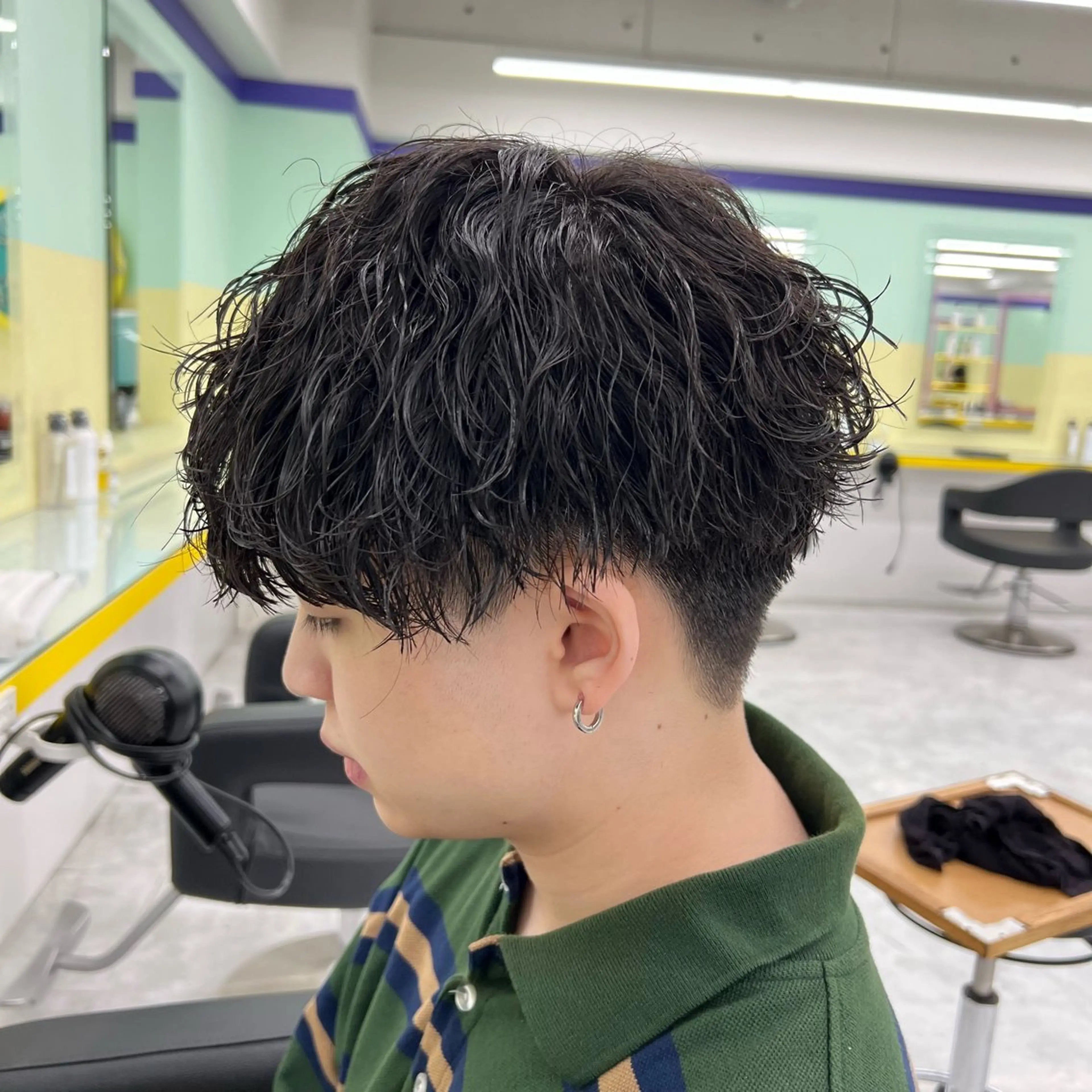 ショート パーマ メンズ *モデル募集🤍横浜 透明感カラー🫧のヘアスタイル