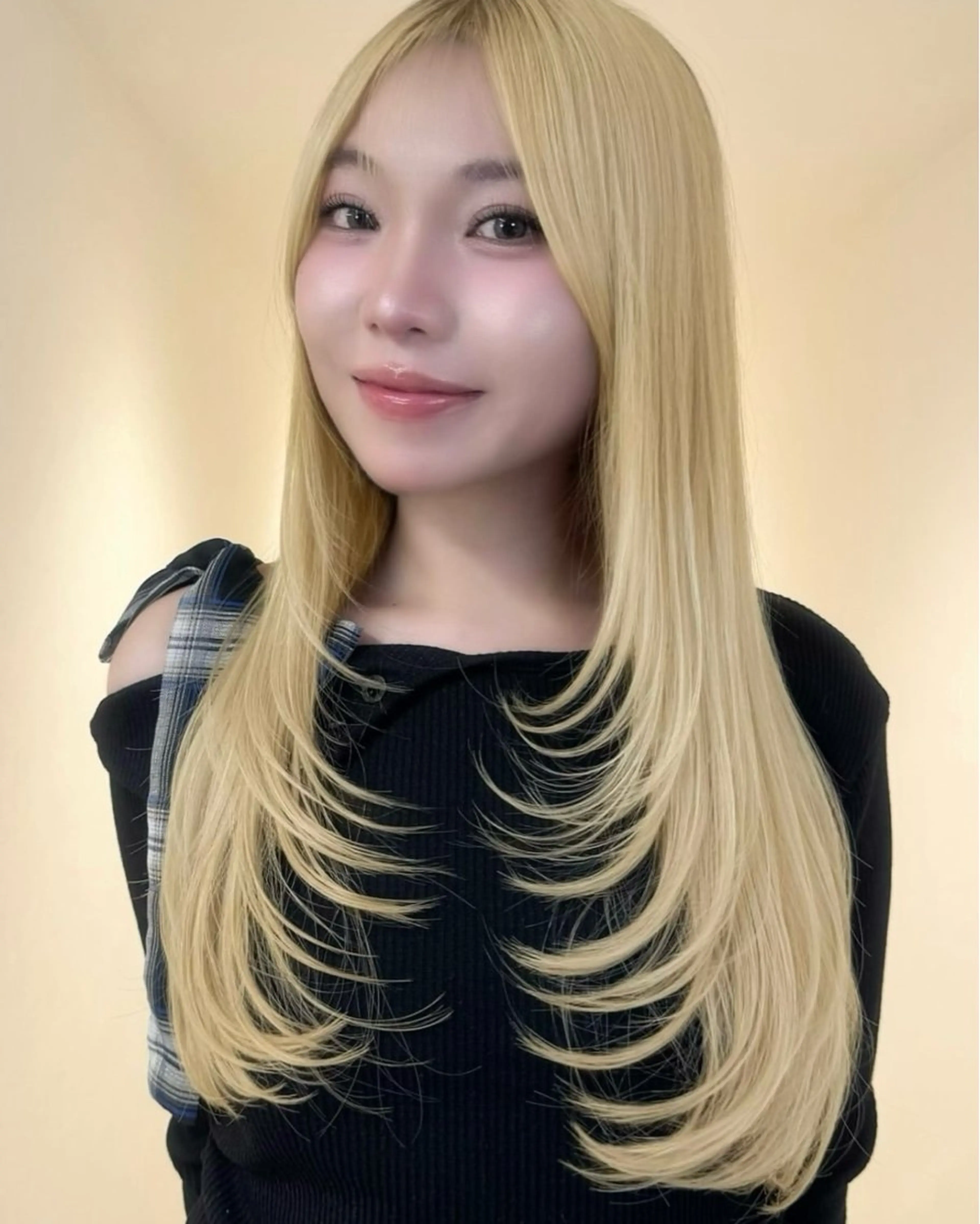 セミロング カラー ヘアカラー トリートメント はな ブリーチ ハイトーン/ 渋谷のヘアスタイル