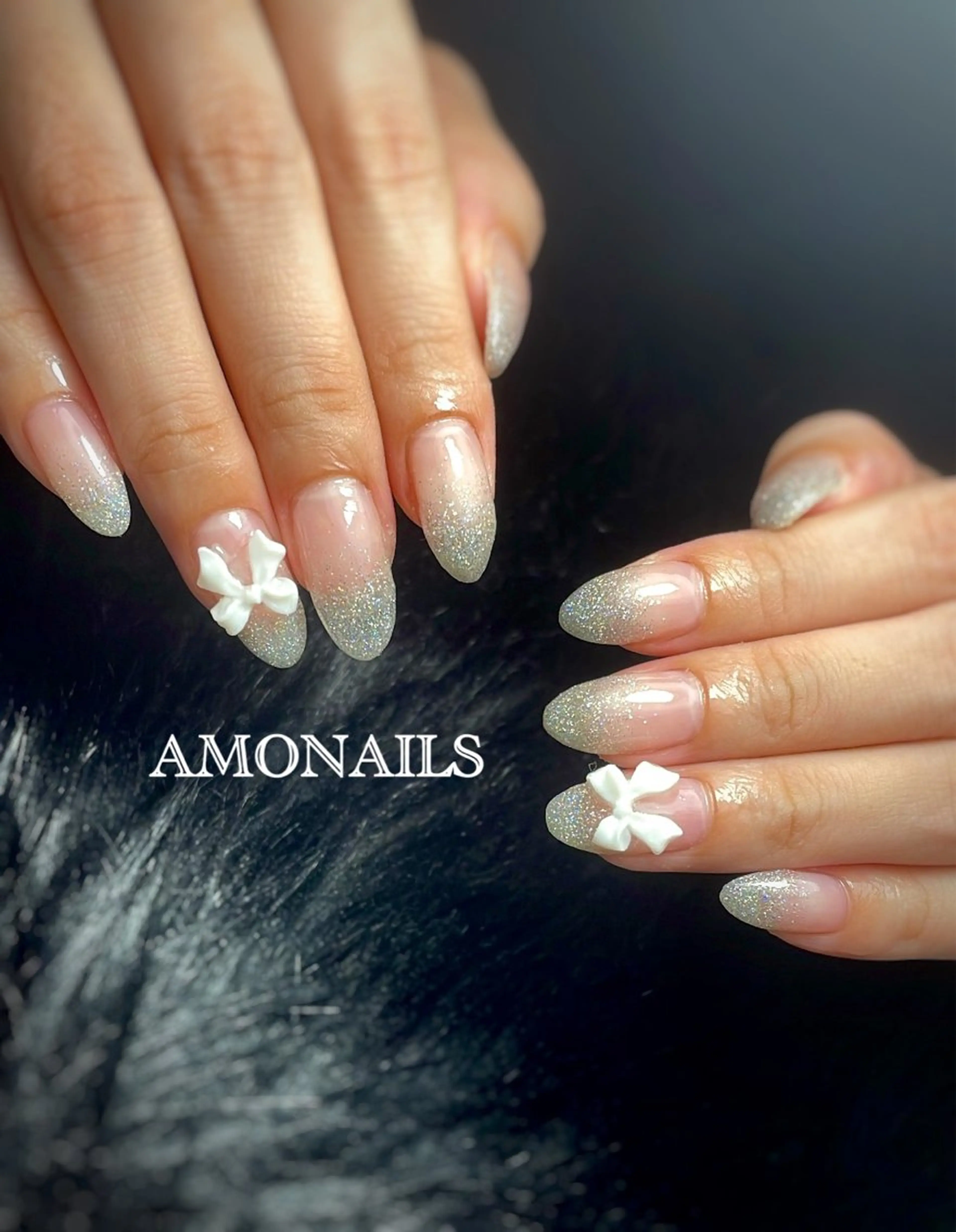 ネイル リボン シンプルネイル ハンドネイル フットネイル AMONAILS *.のネイルデザイン