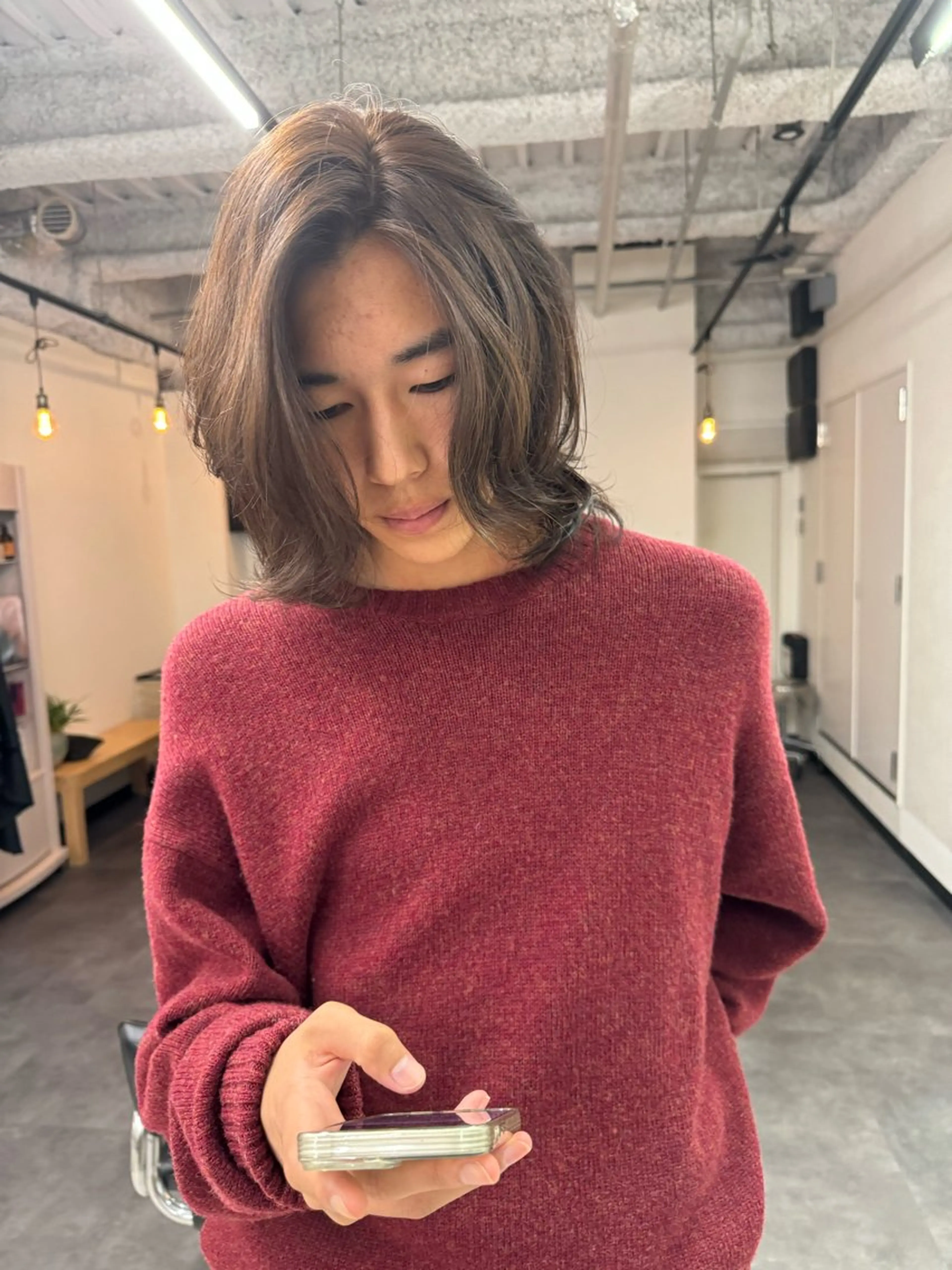 ミディアム カラー メンズ ヘアカラー ハイトーンカラー メンズパーマだいきのヘアスタイル