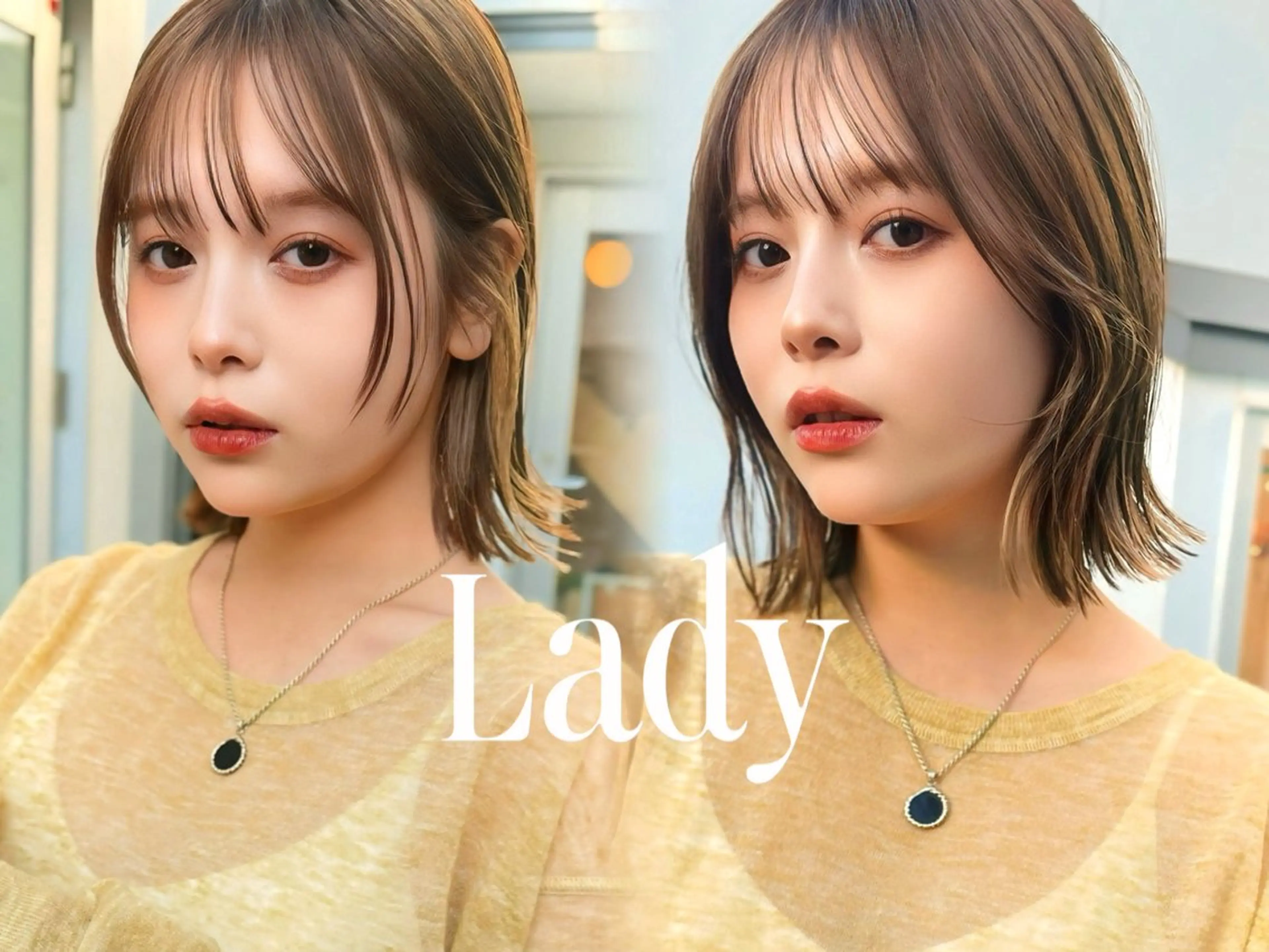 ミディアム カット ヘアカラー 結べるレイヤーボブ くびれLady表参道のヘアスタイル