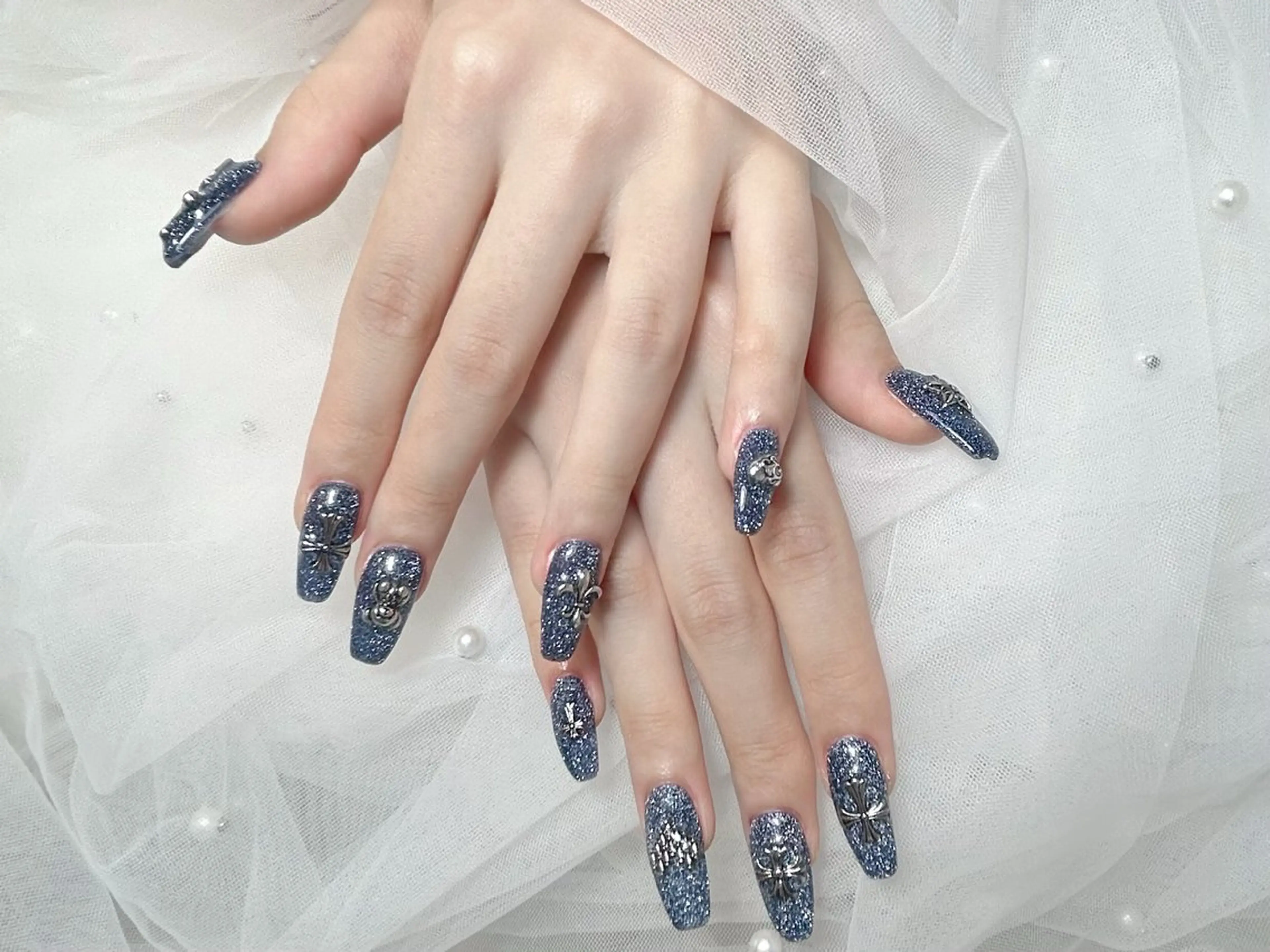 ネイル アートネイル 桜ネイル フレンチネイル ガラスフレンチ グラデーション ハンドネイル Laule'a Nail 新宿【ラウレアネイル】所属・Yu Yuのネイルデザイン