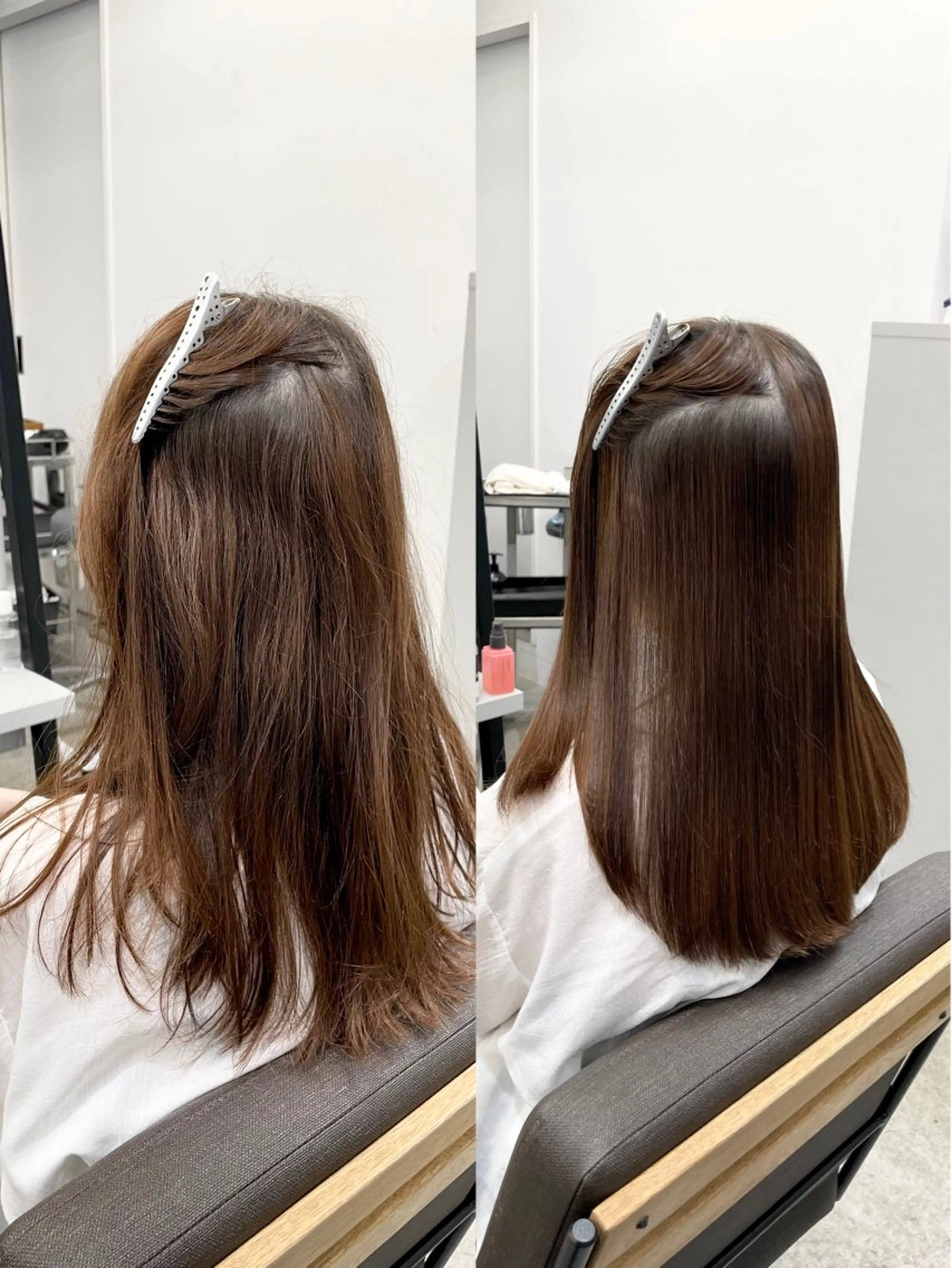 セミロング カラー パーマ セミロングパーマ 髪質改善 縮毛矯正 ストレートパーマ カット ヘアカラー 縮毛矯正 トリートメント 美髪への最善策を貴方 へ✨凄い艶髪✨萩原のヘアスタイル