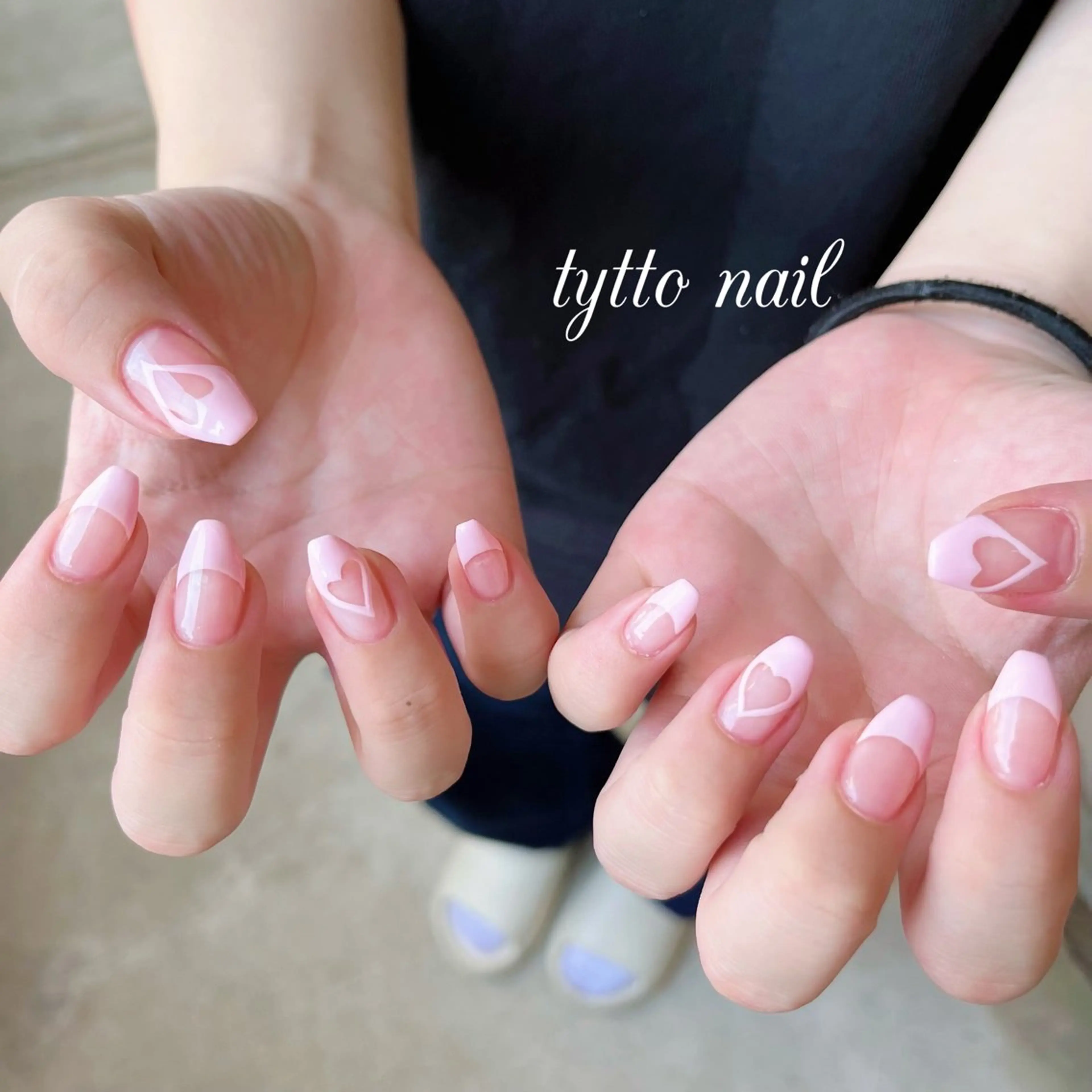 ネイル フレンチネイル ハート オフィスネイル ワンカラーネイル ピンク ハンドネイル tytto nail ❤︎‪‪eri‪‪のネイルデザイン