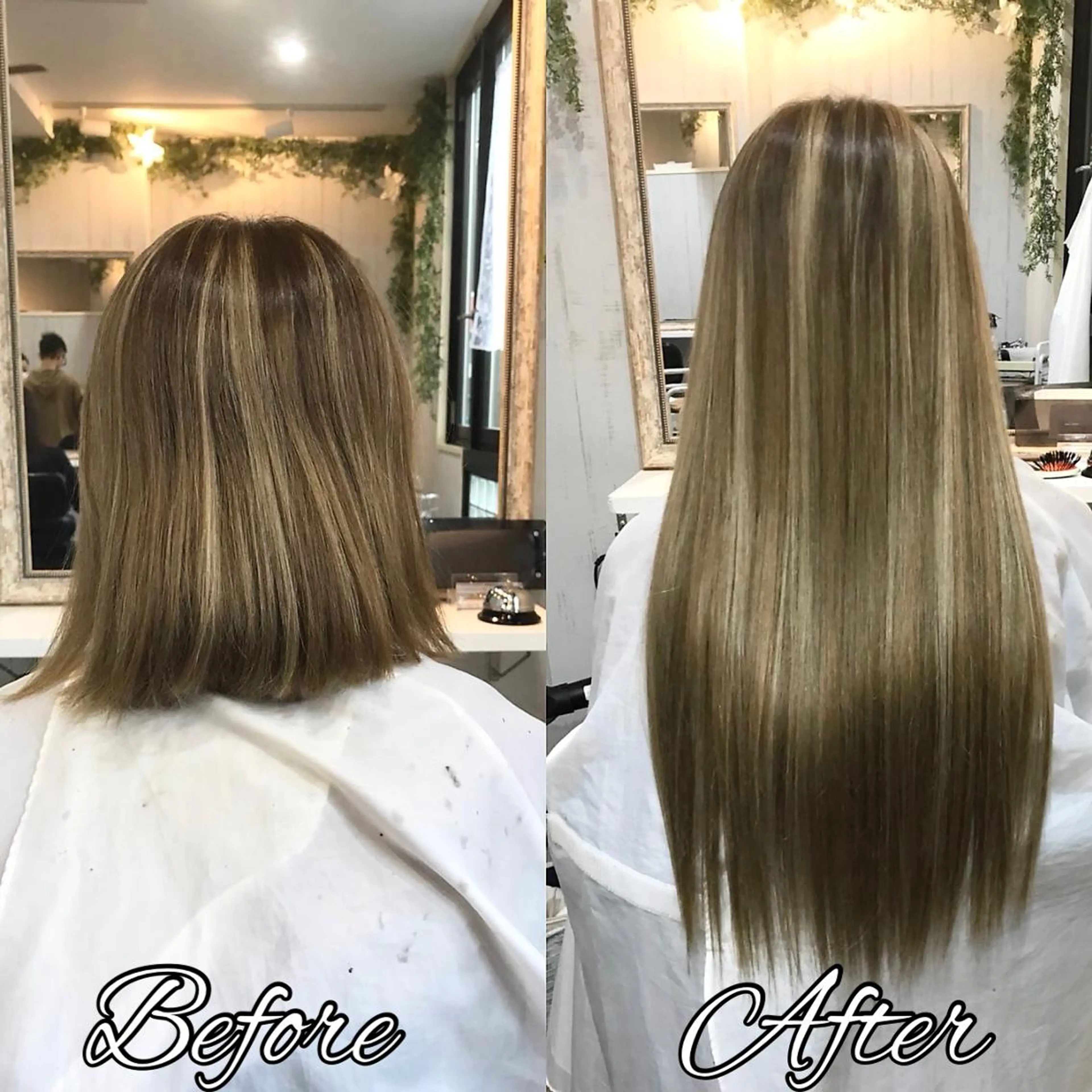 ロング カラー 大阪レミーエクステ チビ編み込みのヘアスタイル