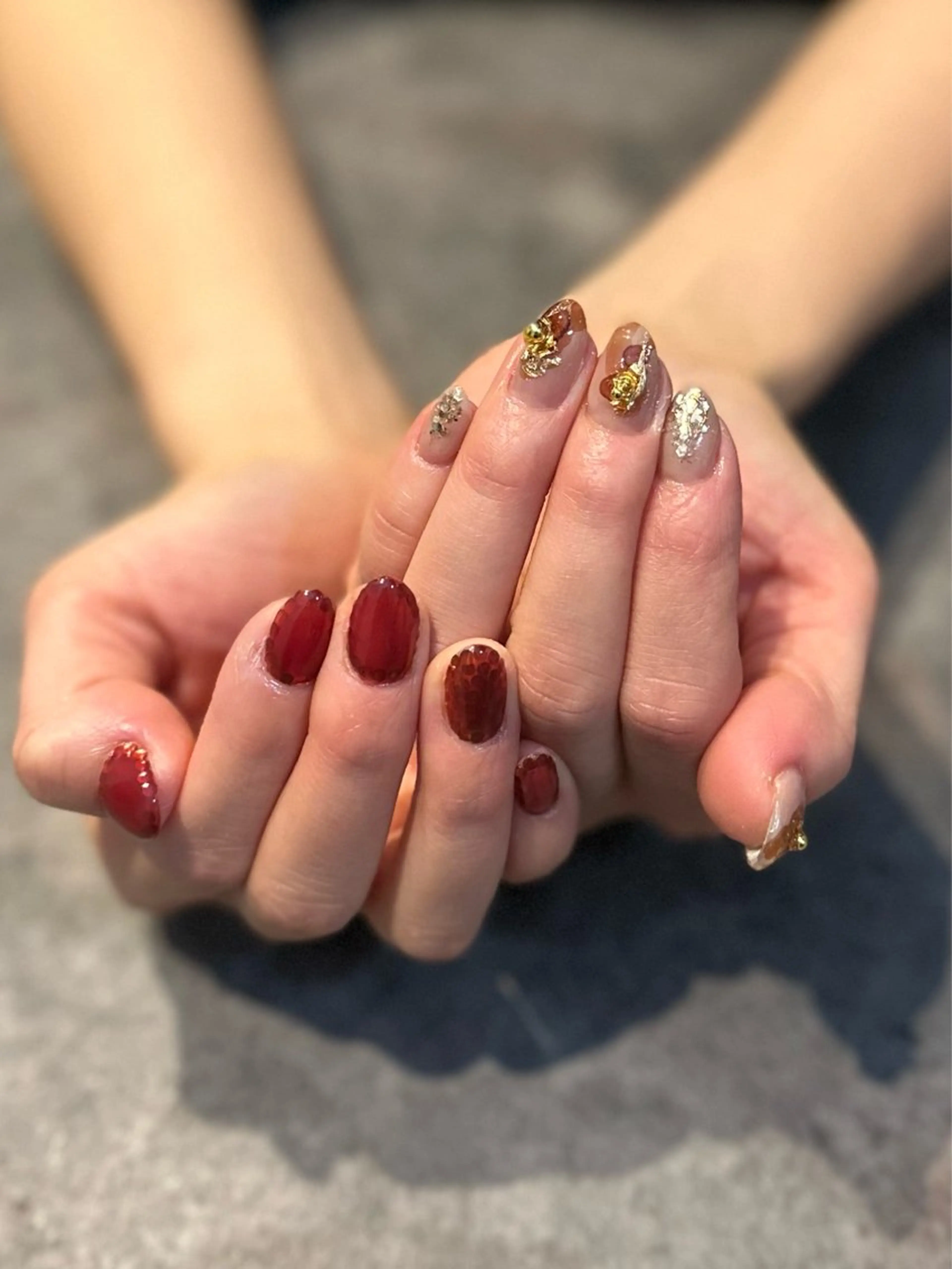ネイル フレンチネイル マグネットネイル 大理石ネイル(マーブル) ミラーネイル ニュアンスネイル nail salon amanoのネイルデザイン
