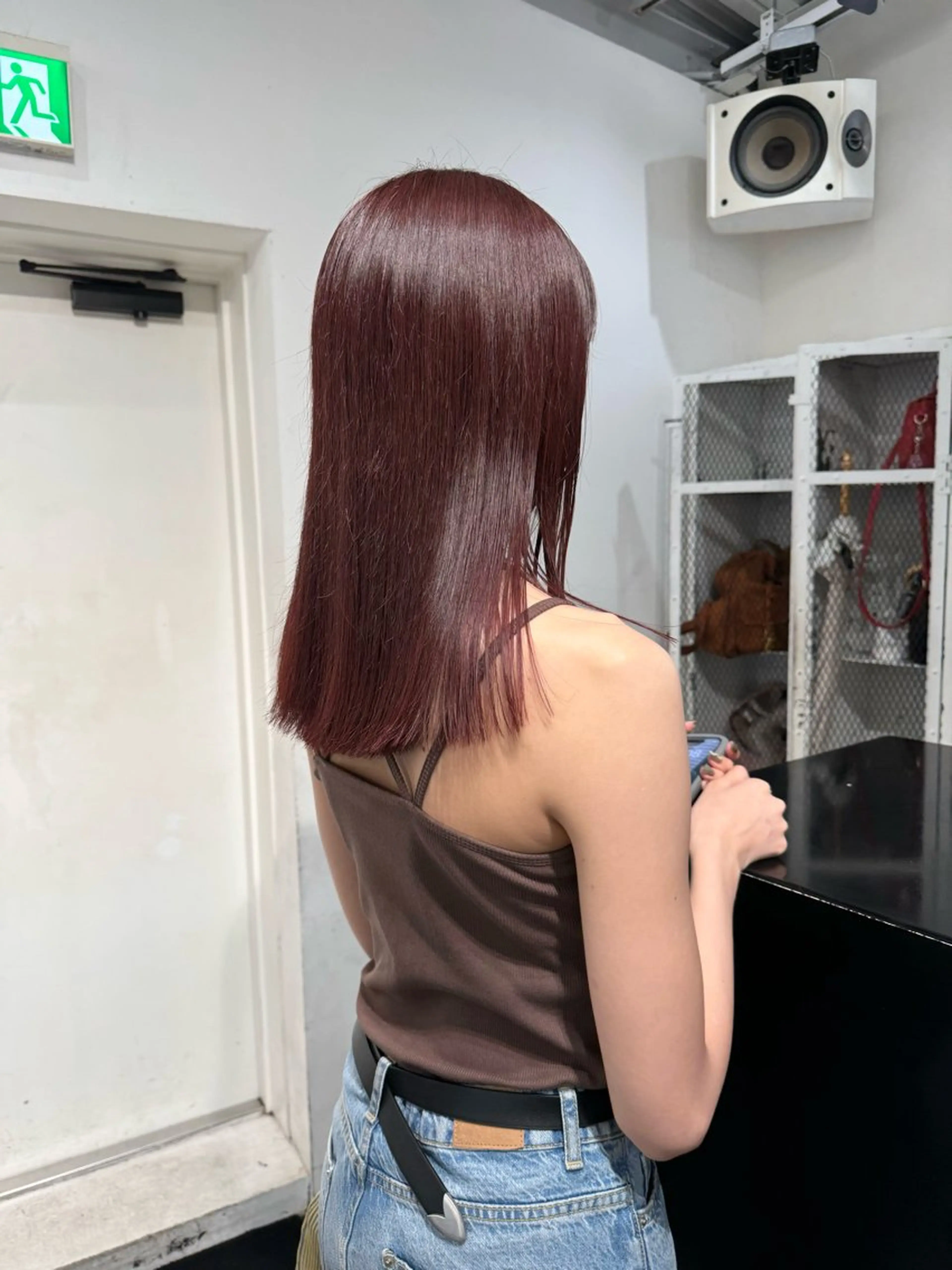 セミロング カラー ブラウンカラー ダブルカラー レッドカラー レッドブラウン Nakamura Kasuriのヘアスタイル
