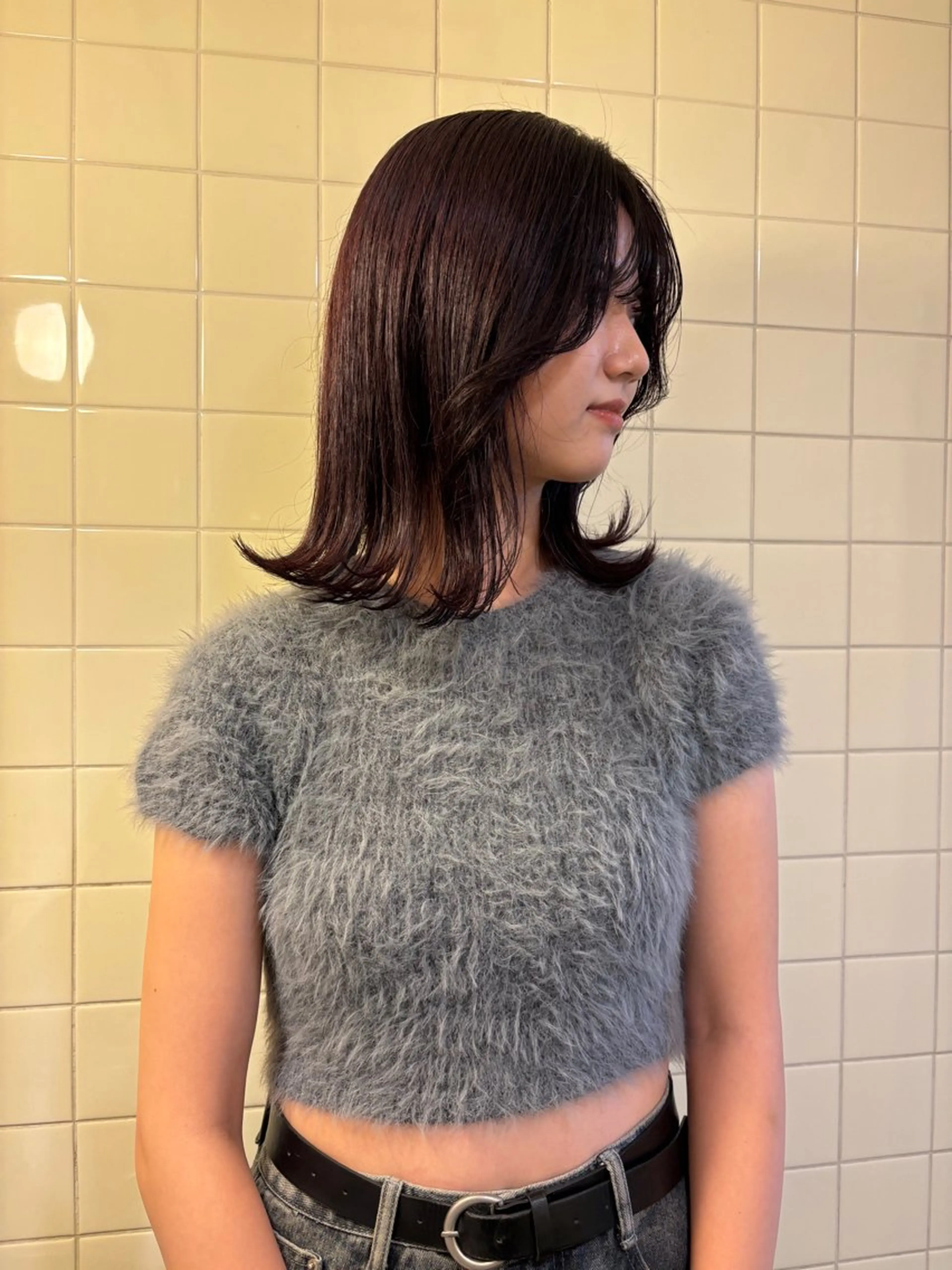 ミディアム カラー カット ヘアカラー トリートメント 韓国ボブ＆顔まわり レイヤー♡TOMOEのヘアスタイル
