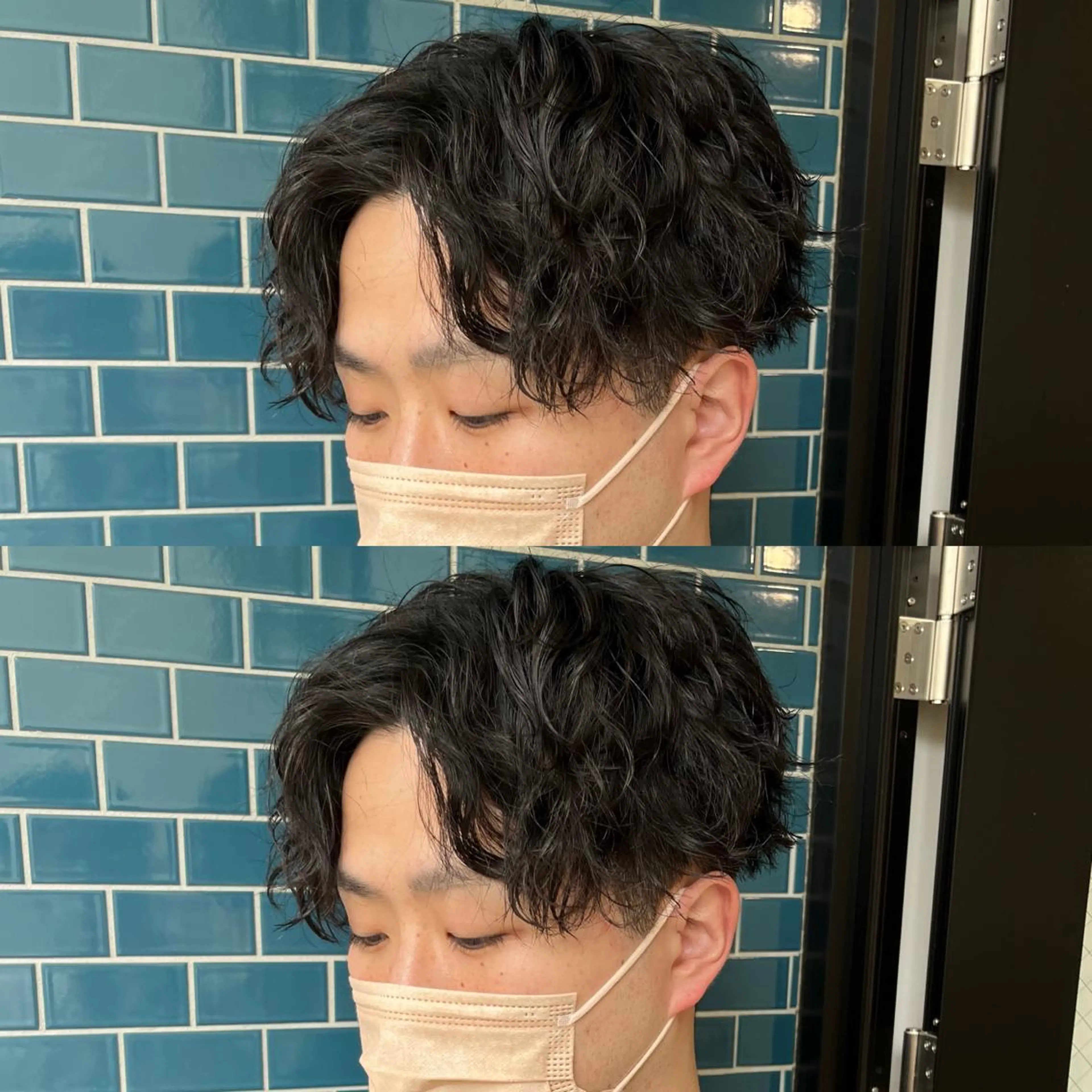 ショート パーマ ヘアアレンジ メンズ センターパート メンズパーマ スパイラルパーマ メンズパーマの達人 🌟川内絵人のヘアスタイル
