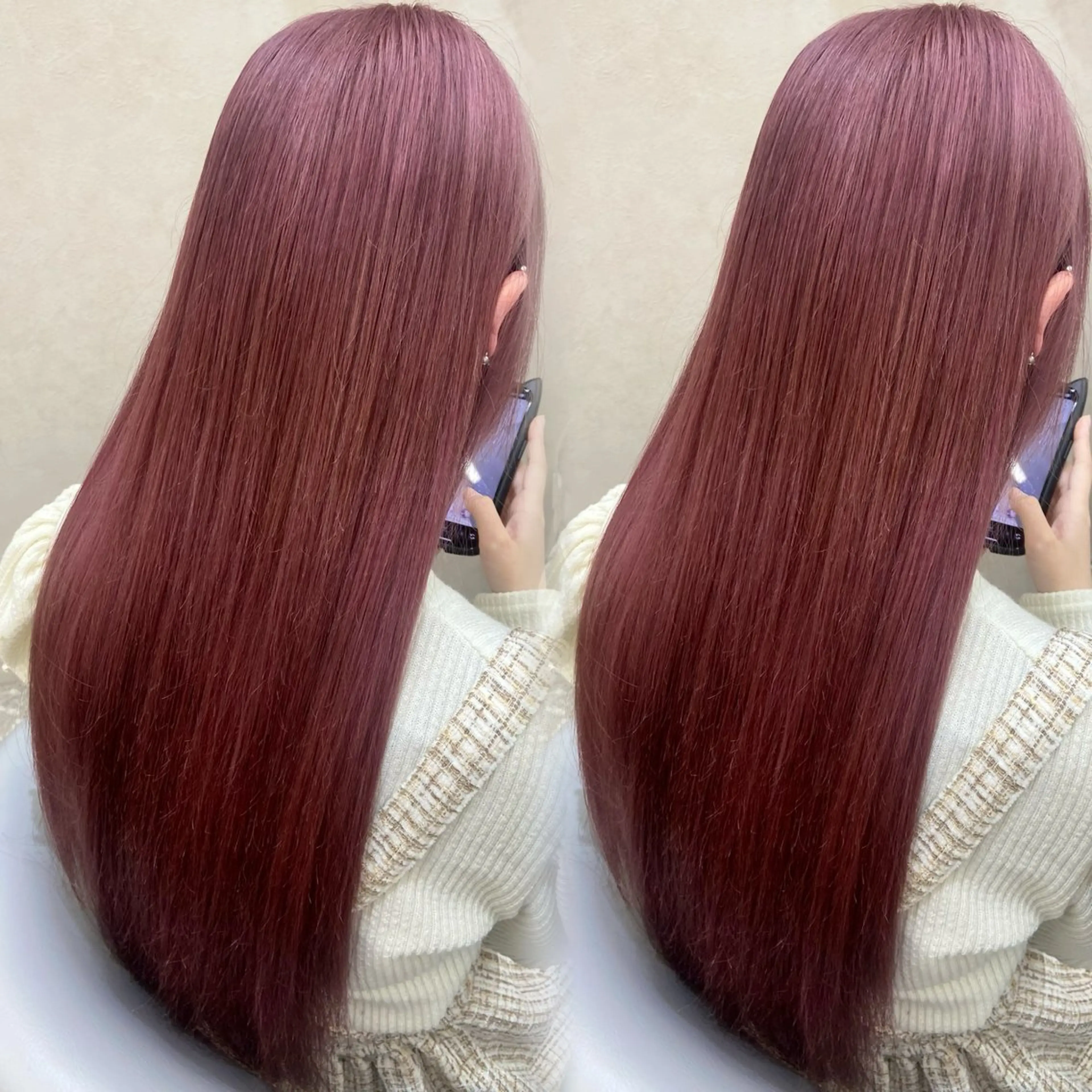 ロング カラー ブリーチ ケアブリーチ ダブルカラー ラベンダーカラー ピンクカラー 新宿/韓国ヘア 中明度カラー/かやのヘアスタイル