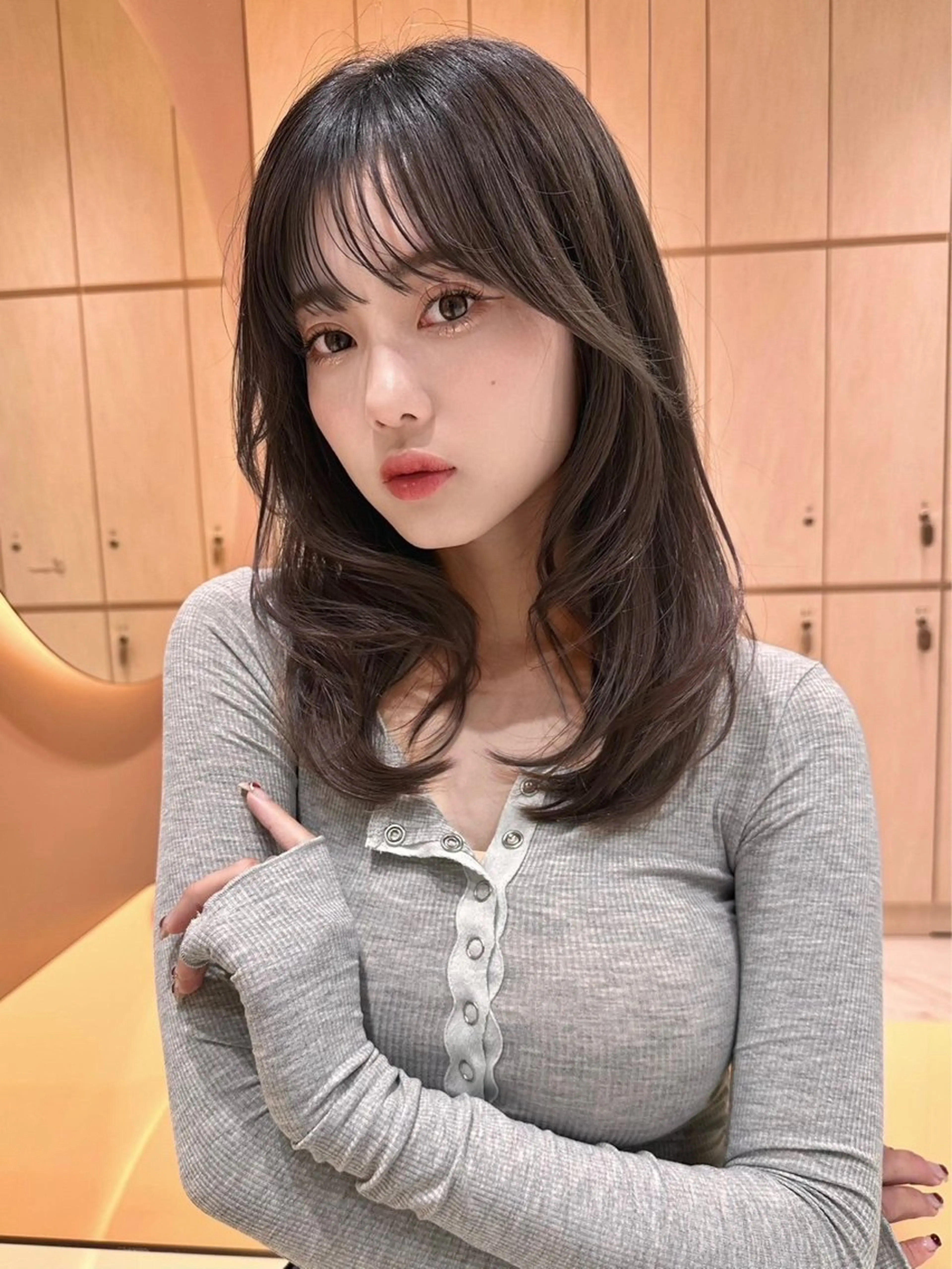 セミロング カット ヘアカラー トリートメント 韓国顔周りヘア 🇰🇷💐石井遥のヘアスタイル