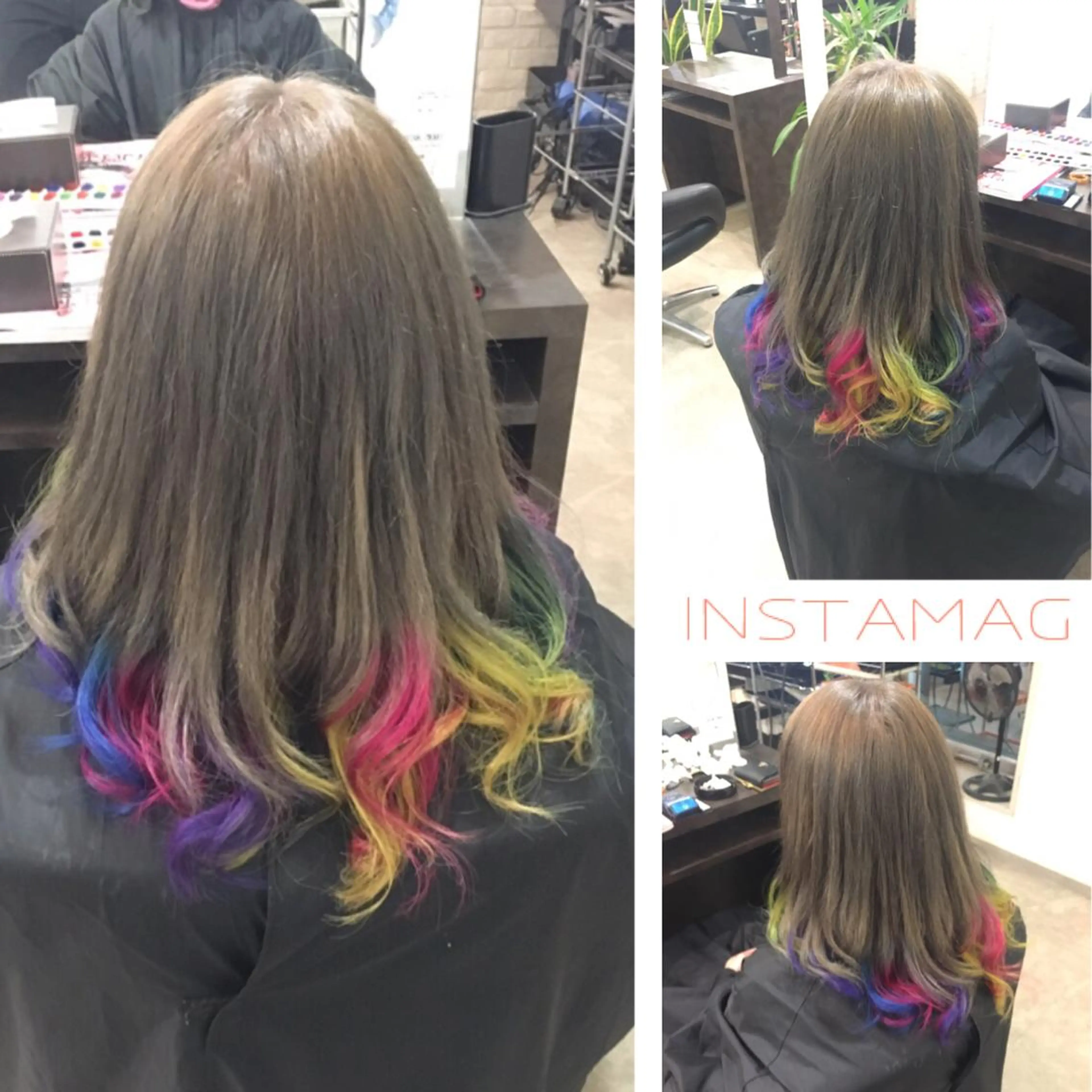 セミロング カラー インナーカラー 💓シールエクステ for...のヘアスタイル