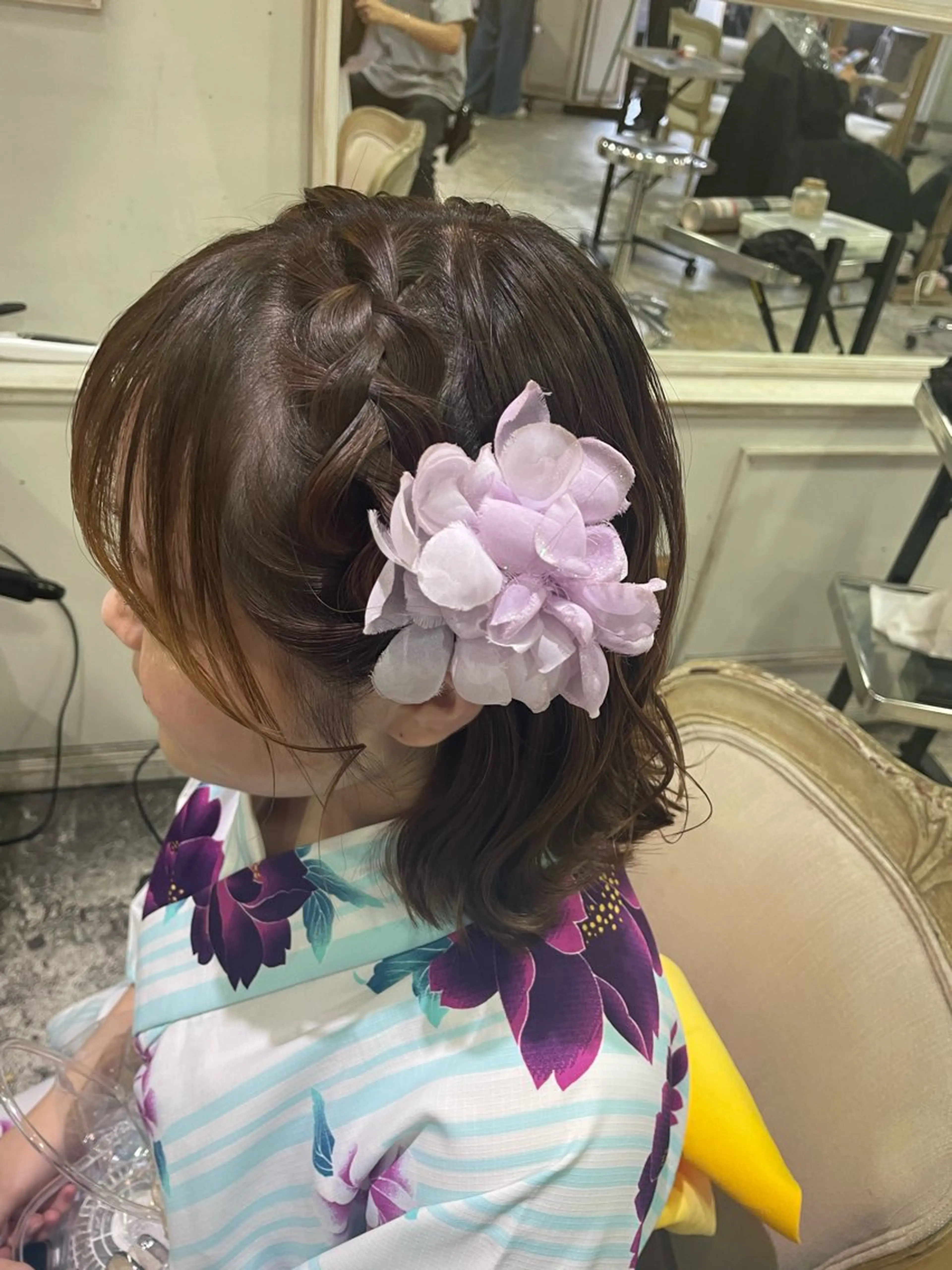 ミディアム カラー ヘアアレンジ 浴衣 💕ハイトーン/ダメ ージ特化/MAO💕のヘアスタイル