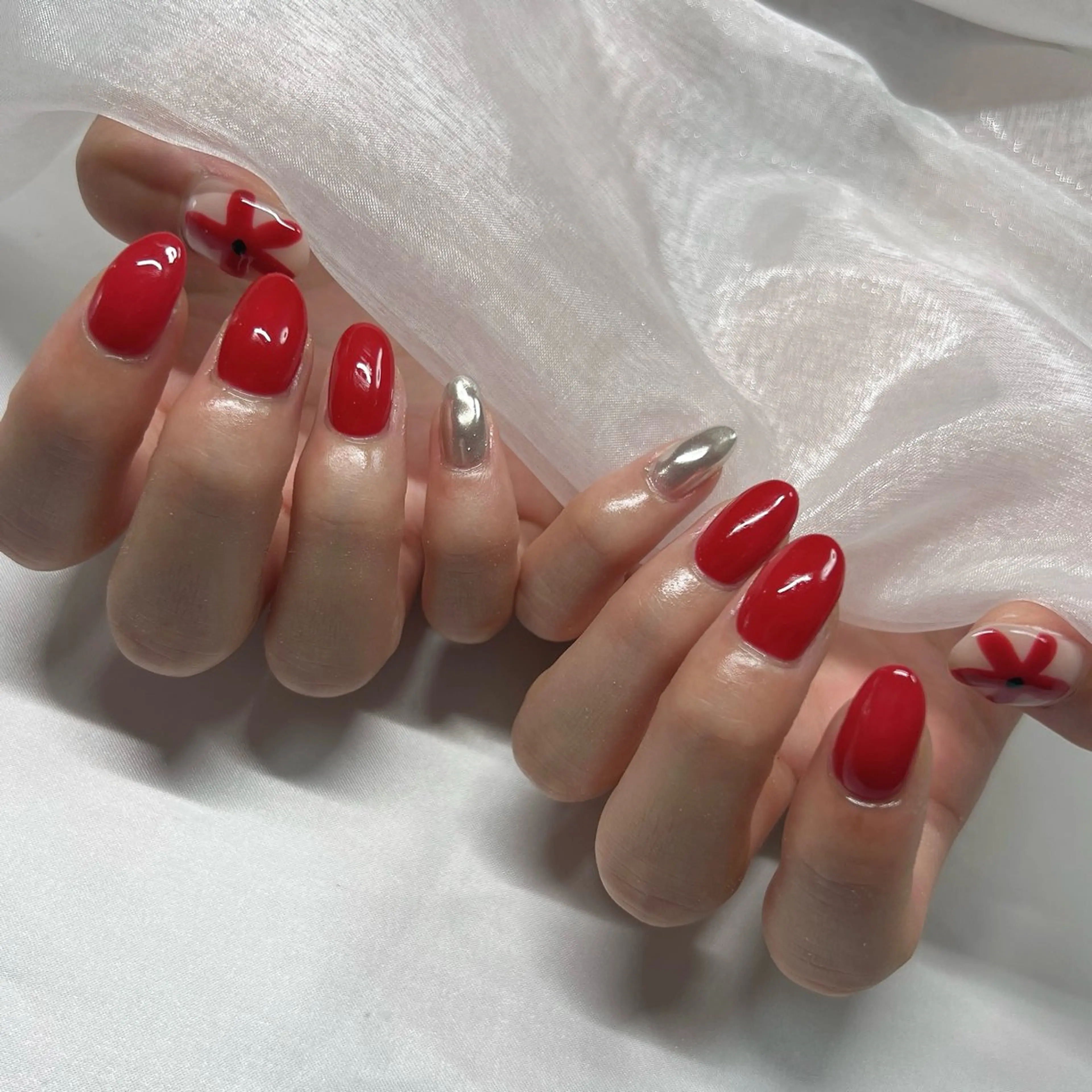 ネイル ジェルネイル 韓国ネイル ラメ(グリッター) マグネットネイル ミラーネイル ハンドネイル -nail salon-Reward所属・nail salon Rewardのネイルデザイン