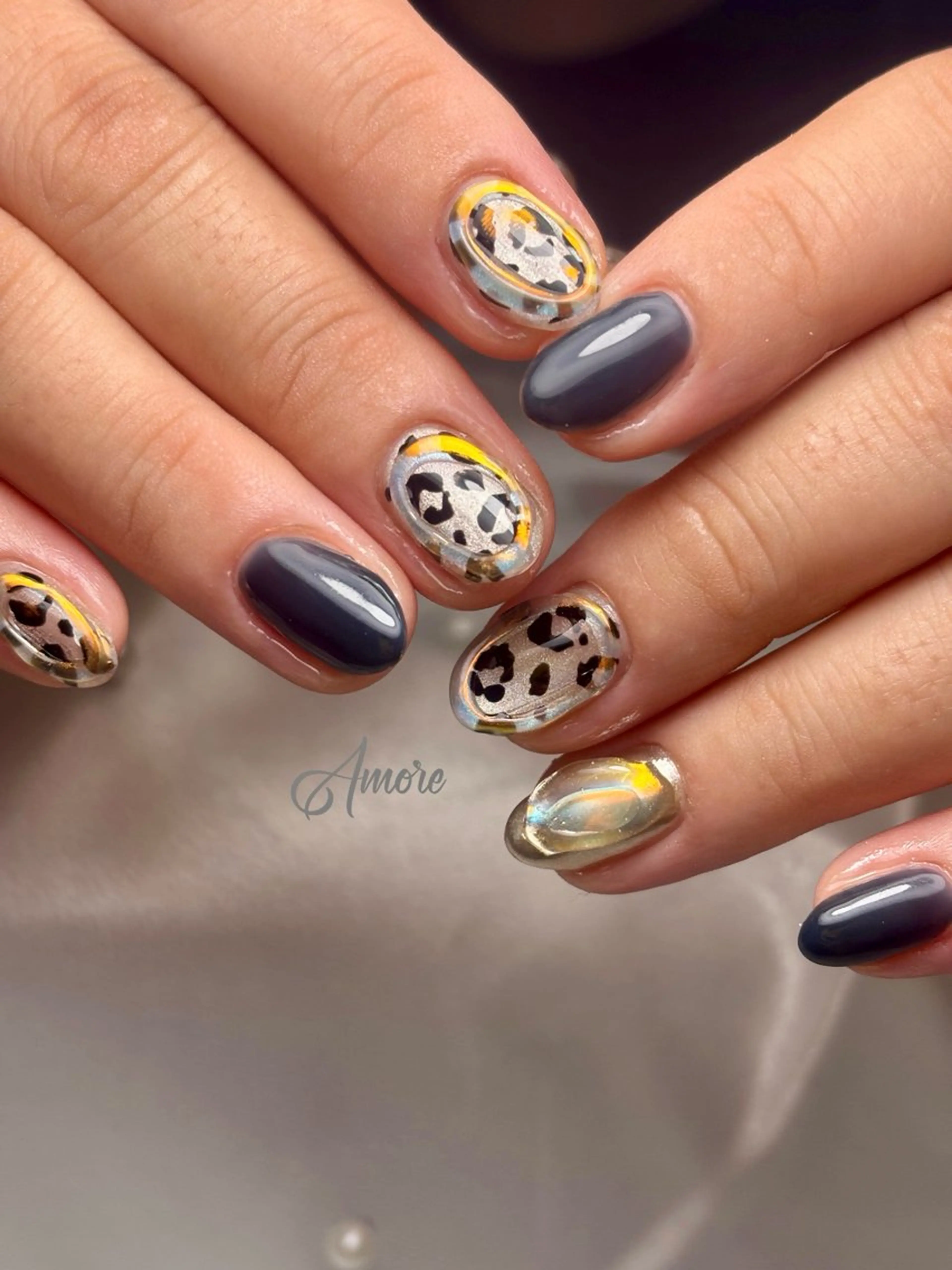 ネイル アニマル柄 桜ネイル ジェルネイル キラキラネイル 韓国ネイル You kyehwaのネイルデザイン