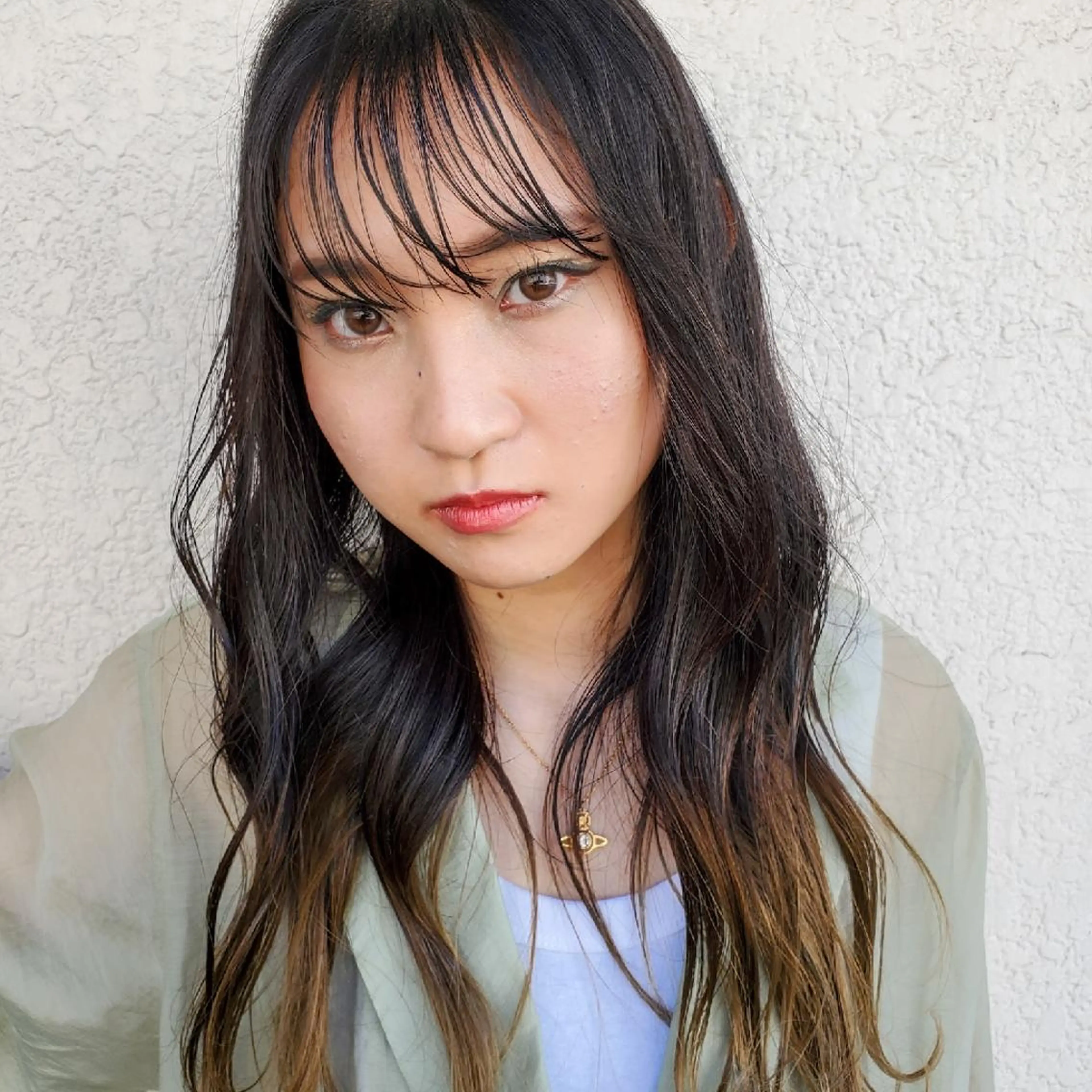 ロング カラー 切りっぱなしボブ ショートボブ バレイヤージュ ベージュカラー 黒髪 カット フリーランス所属・韓国ヘア レイヤー くびれヘアMATSUのヘアスタイル