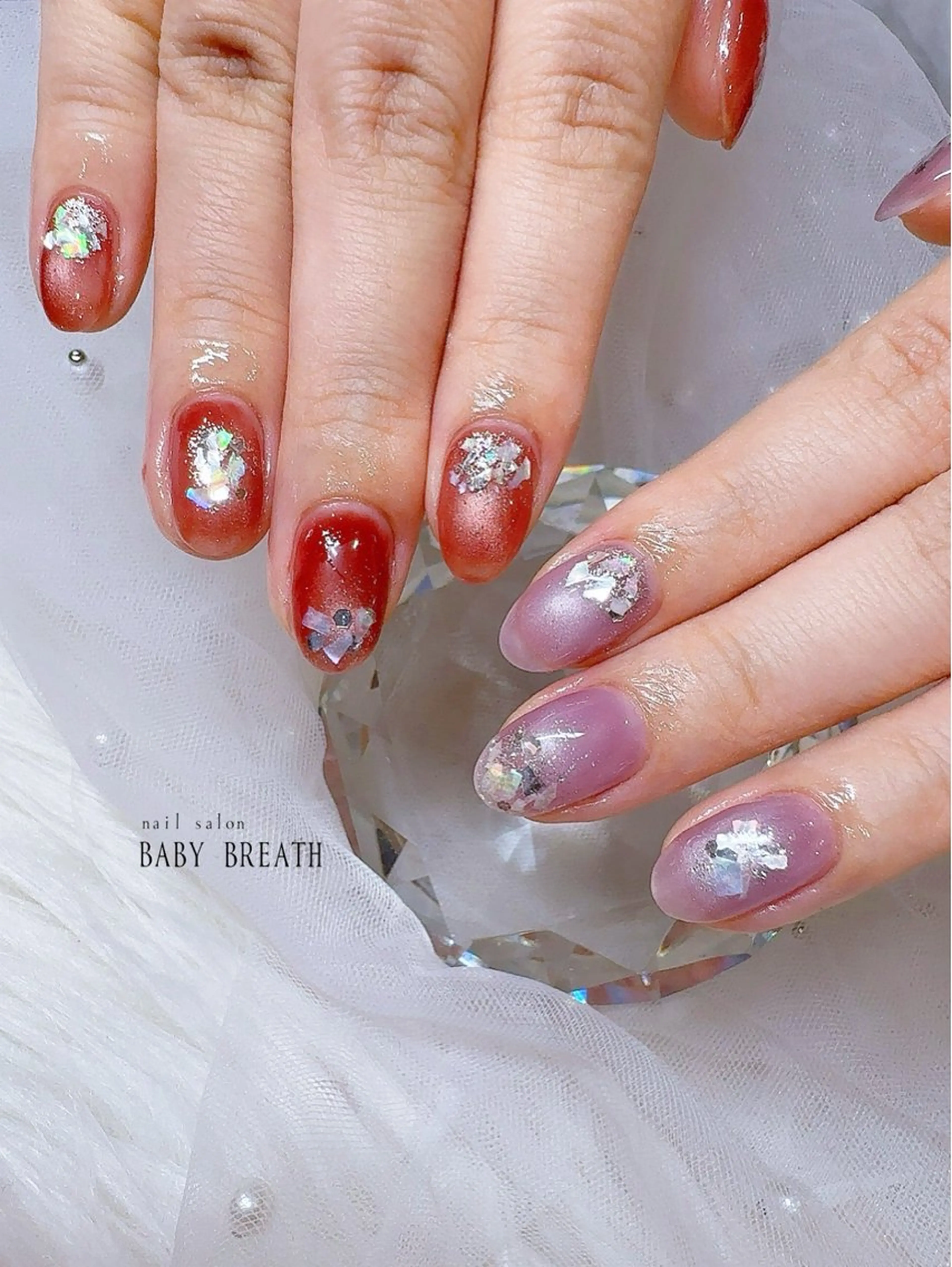 ネイル アートネイル フラッシュネイル フットネイル グラデーション ラメ(グリッター) ハンドネイル BABY  BREATH所属・y natsumiのネイルデザイン