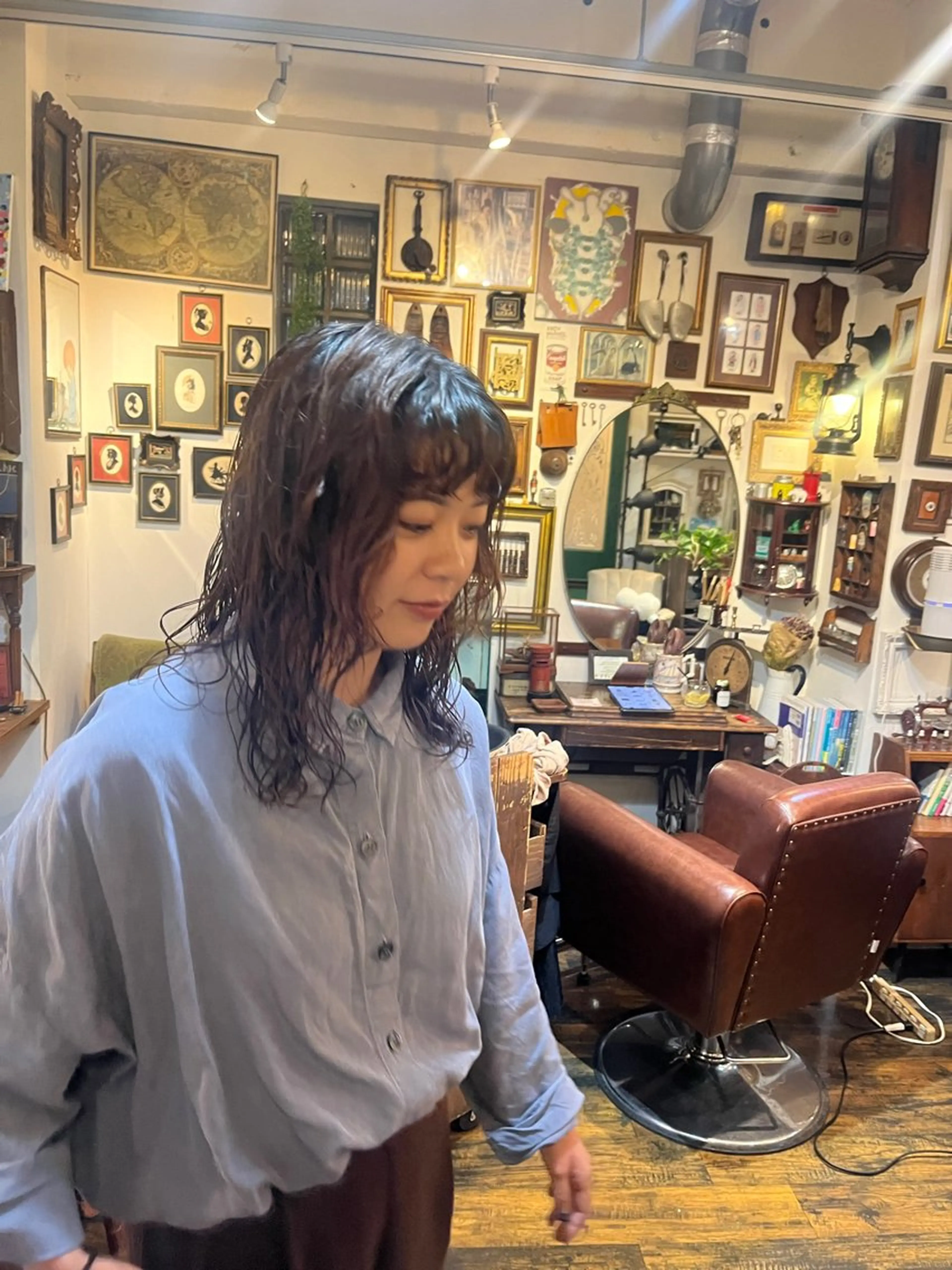 セミロング パーマ セミロングパーマ カット パーマ ヘッドスパ 抜け感パーマ/ 顔まわり/緒方椋のヘアスタイル