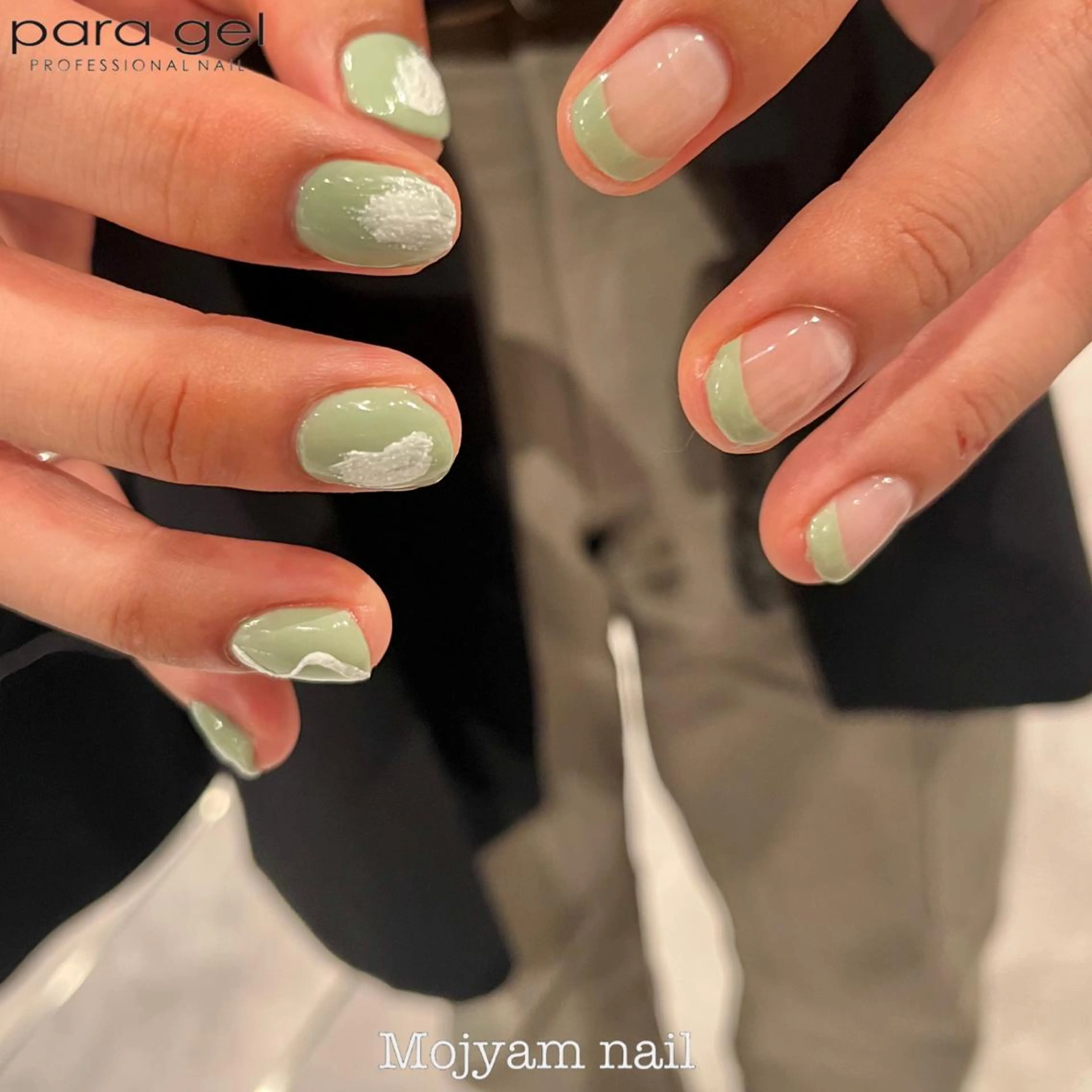 ネイル ジェルネイル グリーン メンズネイル ハンドネイル Mojyam nail所属・松本 実咲のネイルデザイン