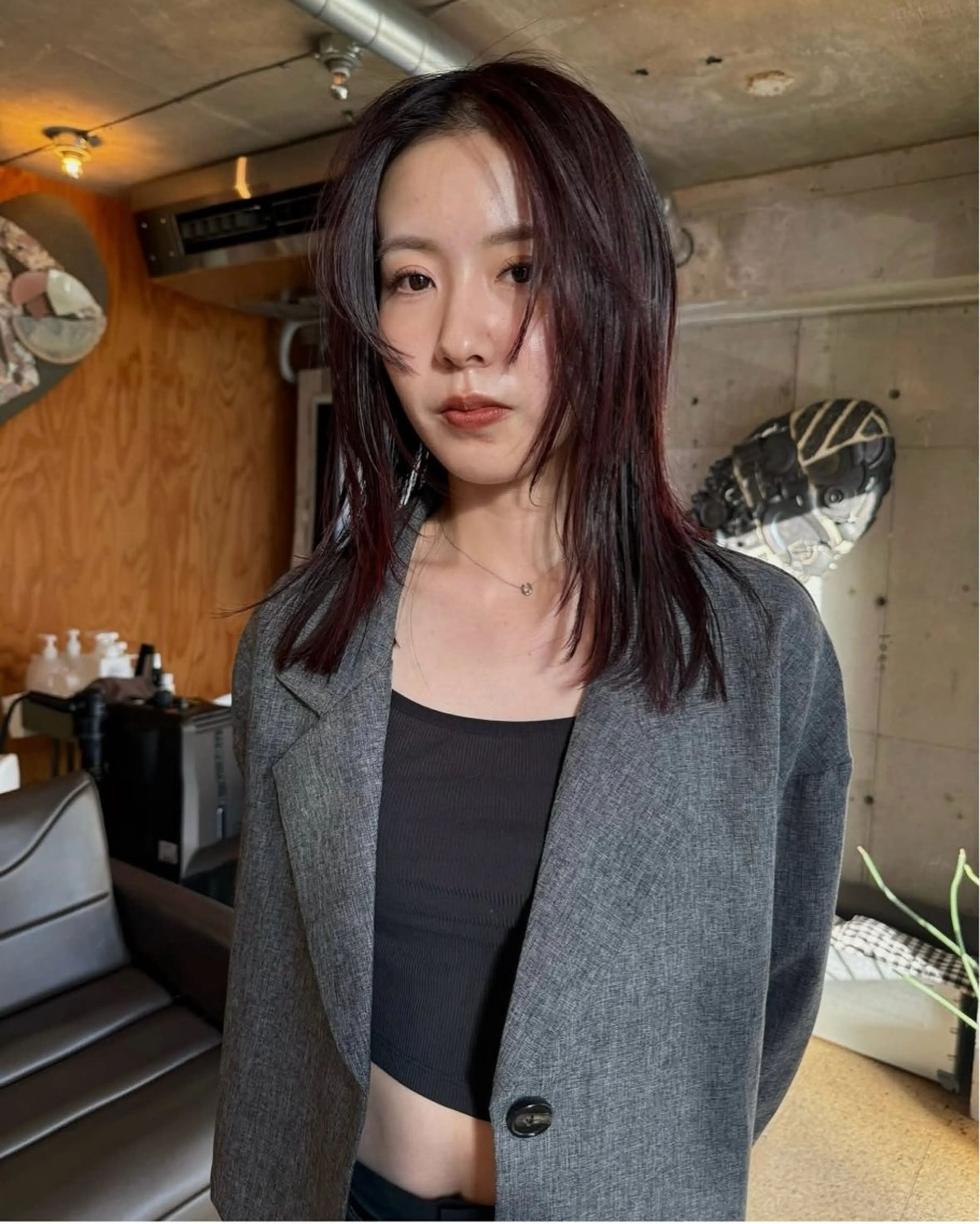 ロング カラー パーマ 切りっぱなしボブ ロングレイヤー ボブ 顔まわりレイヤー 顔周りカット カット ENO港北ニュータウン所属・YOKO/レイヤー カット/センター南のヘアスタイル