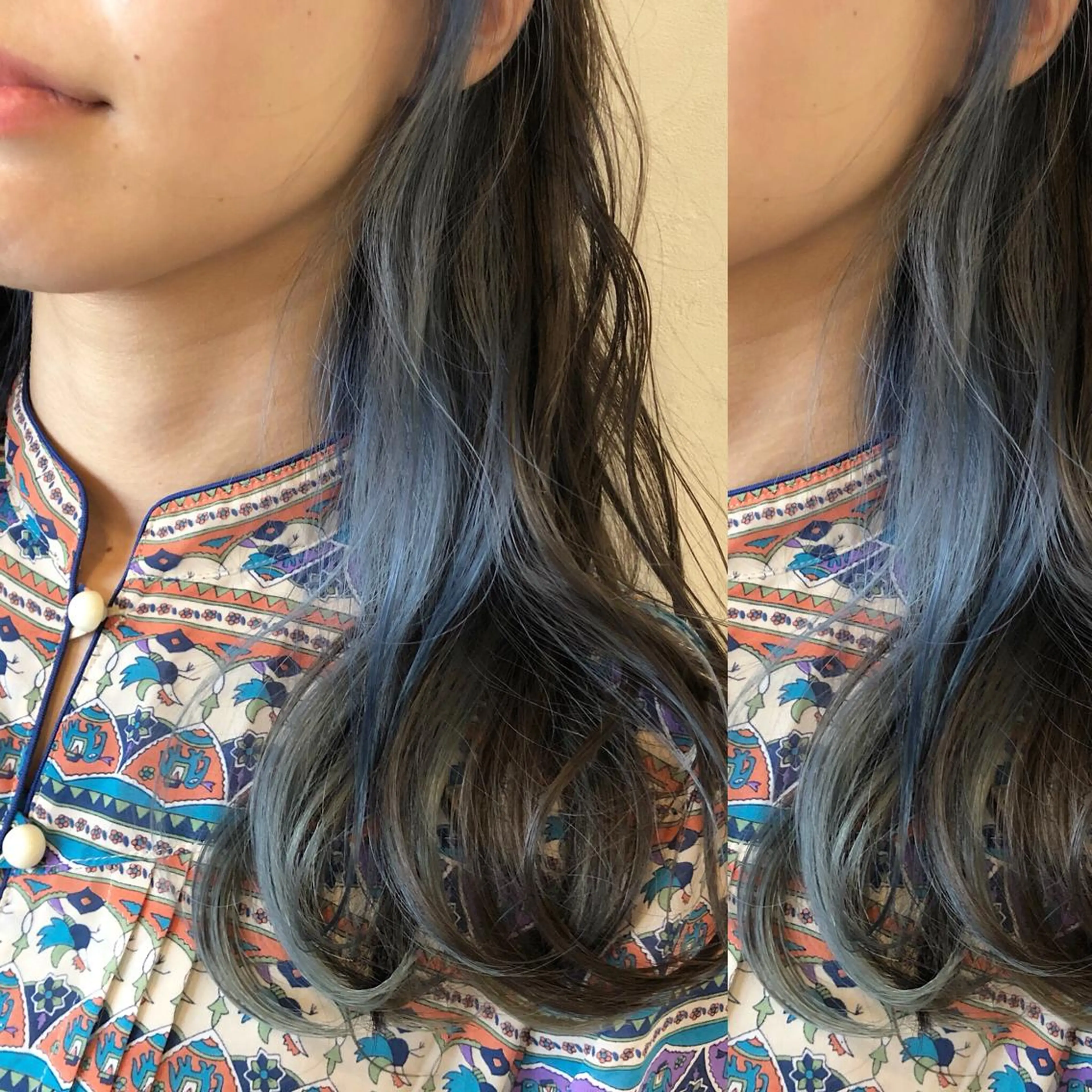 セミロング カラー ブルーカラー カット ヘアカラー トリートメント JIL BLAN 京都のヘアスタイル