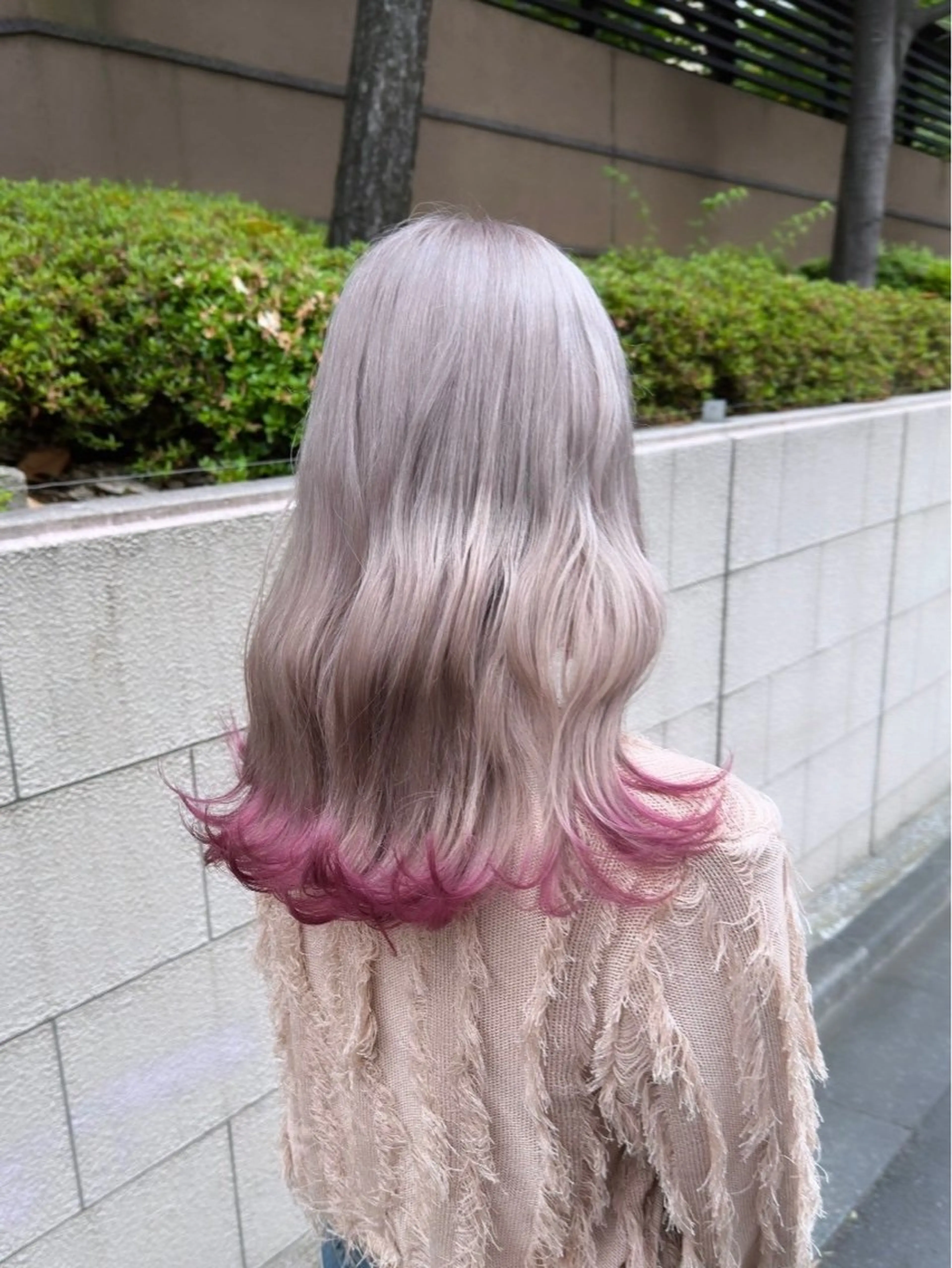 ロング カラー メンズウルフ🐺♡ ピンク♡ヘアメ🎀のヘアスタイル