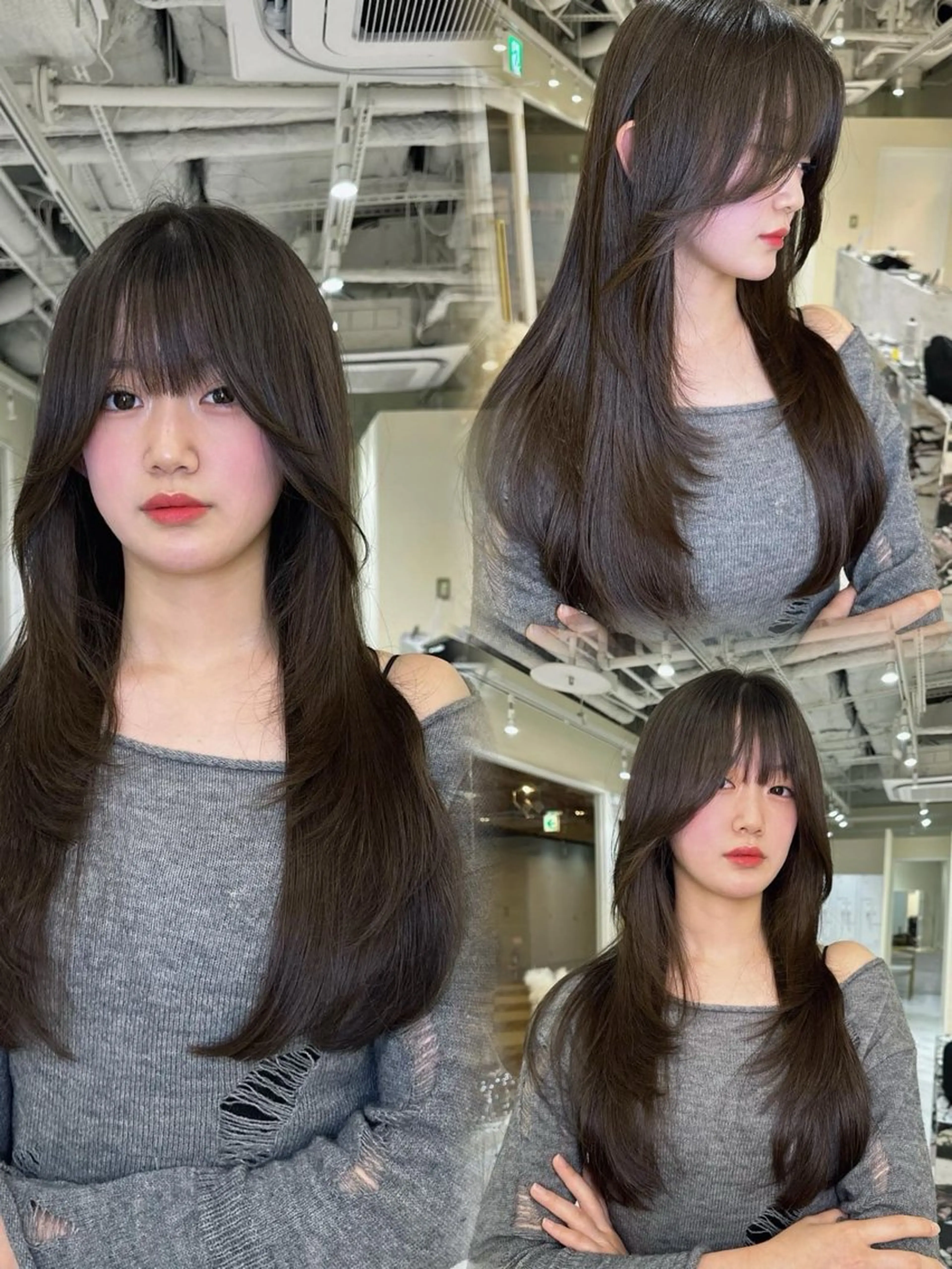 ロング カラー ヘアアレンジ ケアカラー 髪質改善 似合わせカット カット ヘアカラー トリートメント 🤍韓国ヘア🤍 ヨシダリナのヘアスタイル