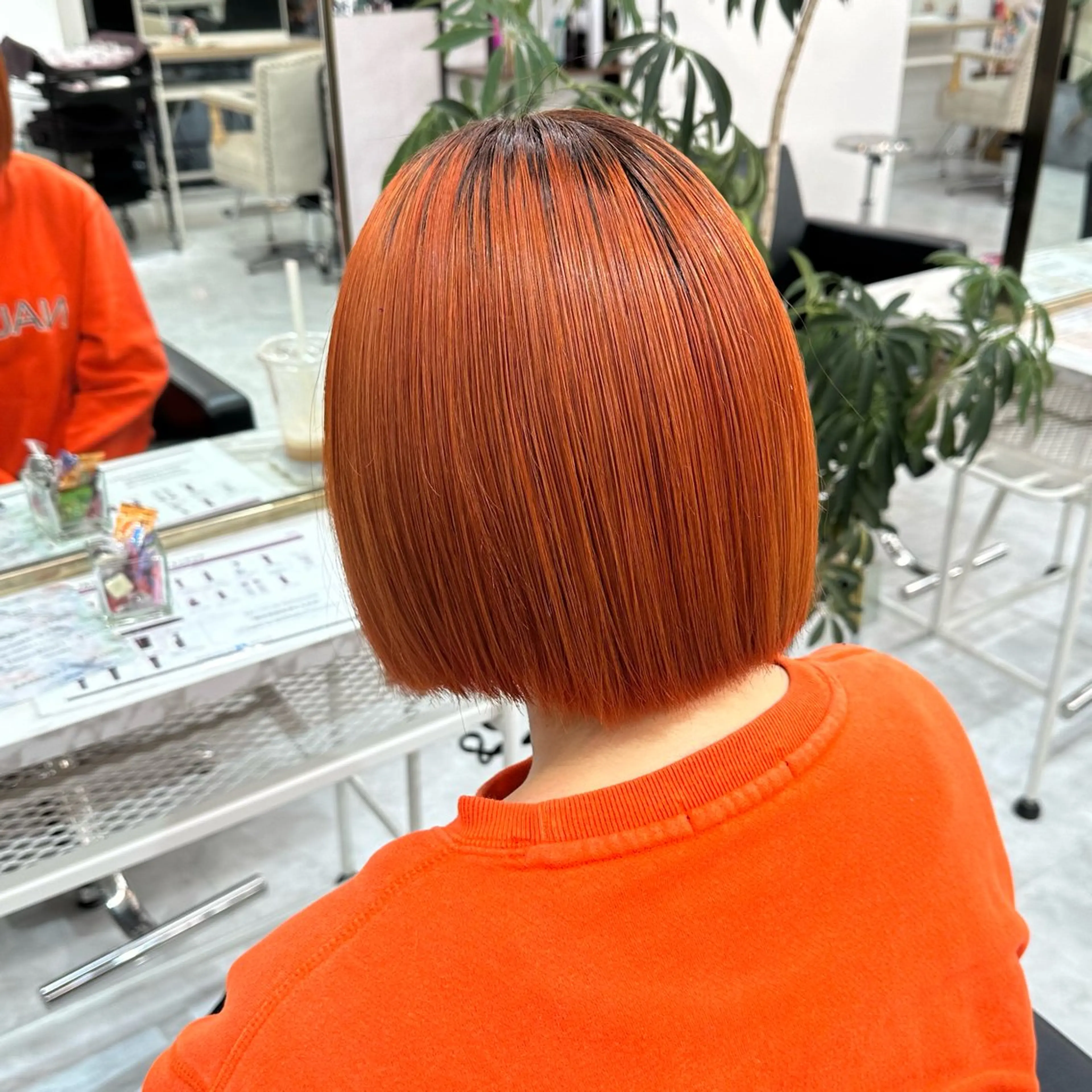 カラー ブラウンカラー ダブルカラー オレンジ オレンジブラウン ボブ ヘアカラー 💎艶々ハイトーン MOE💍🤍のヘアスタイル
