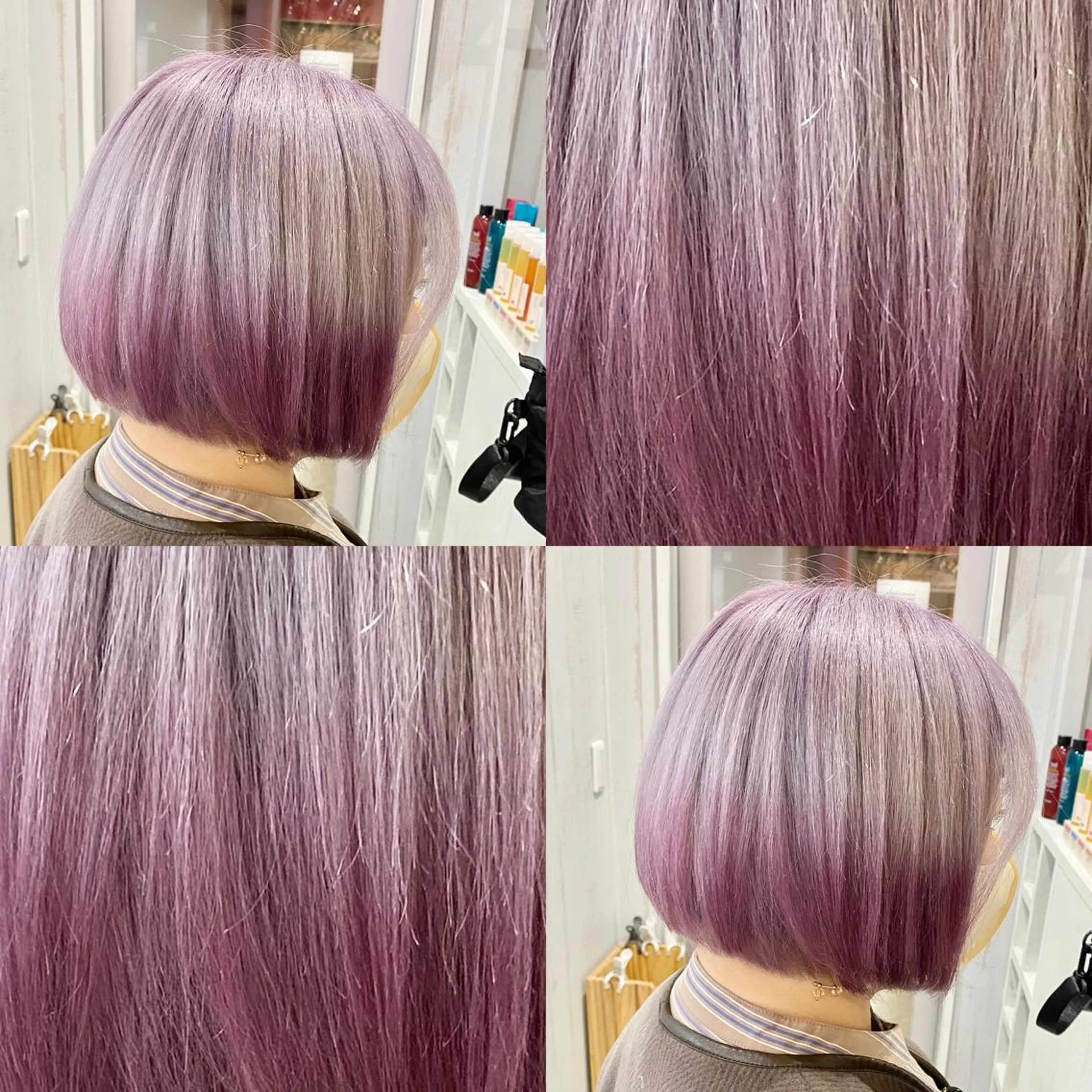 ショート カラー グラデーションカラー ラベンダーカラー ピンクカラー ピンクラベンダー ハイトーン💫 エクステ💫maiのヘアスタイル