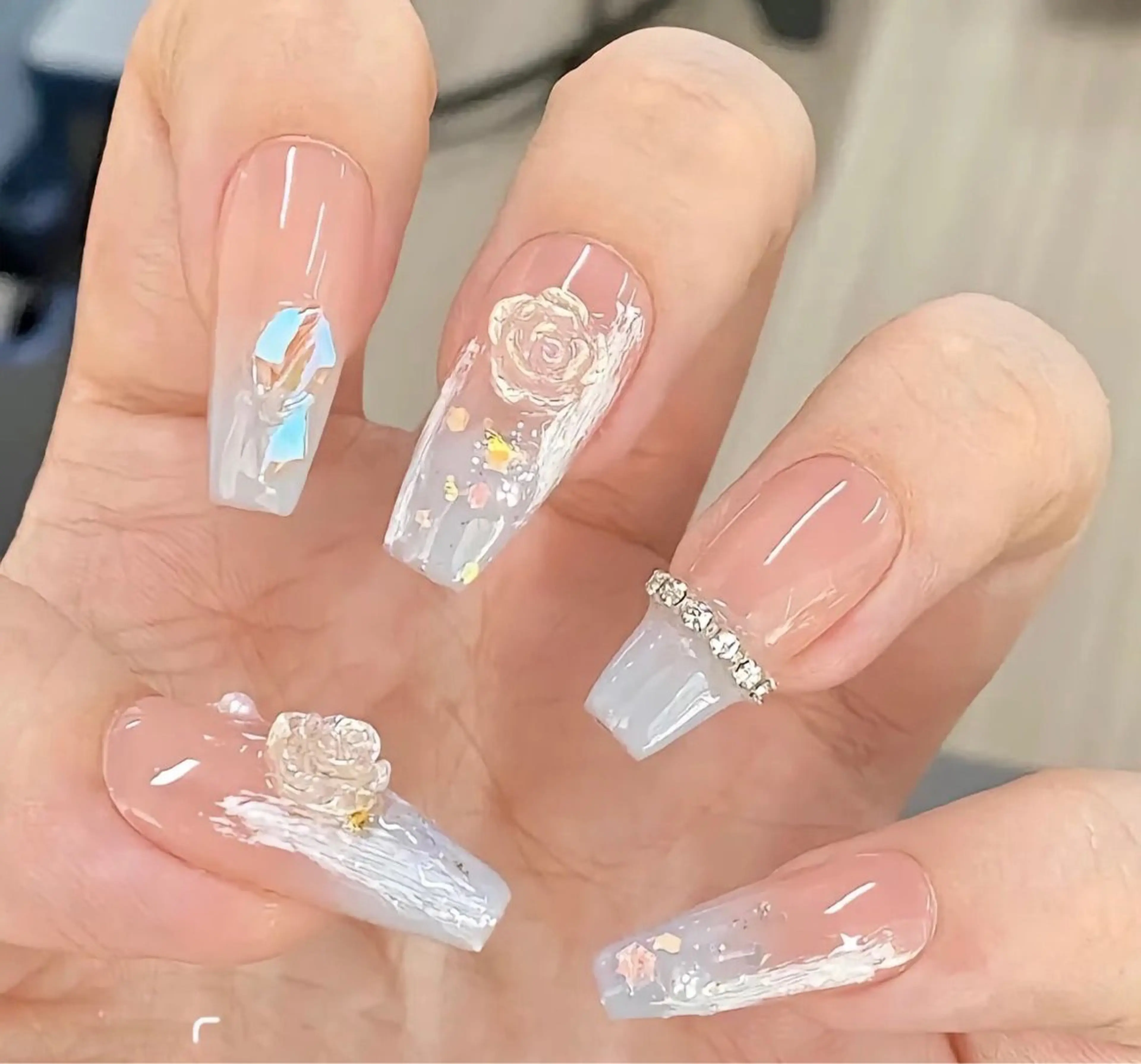 ネイル チークネイル 長さ出し フットネイル ジェルネイル 韓国ネイル ゆず Nail Salonのネイルデザイン