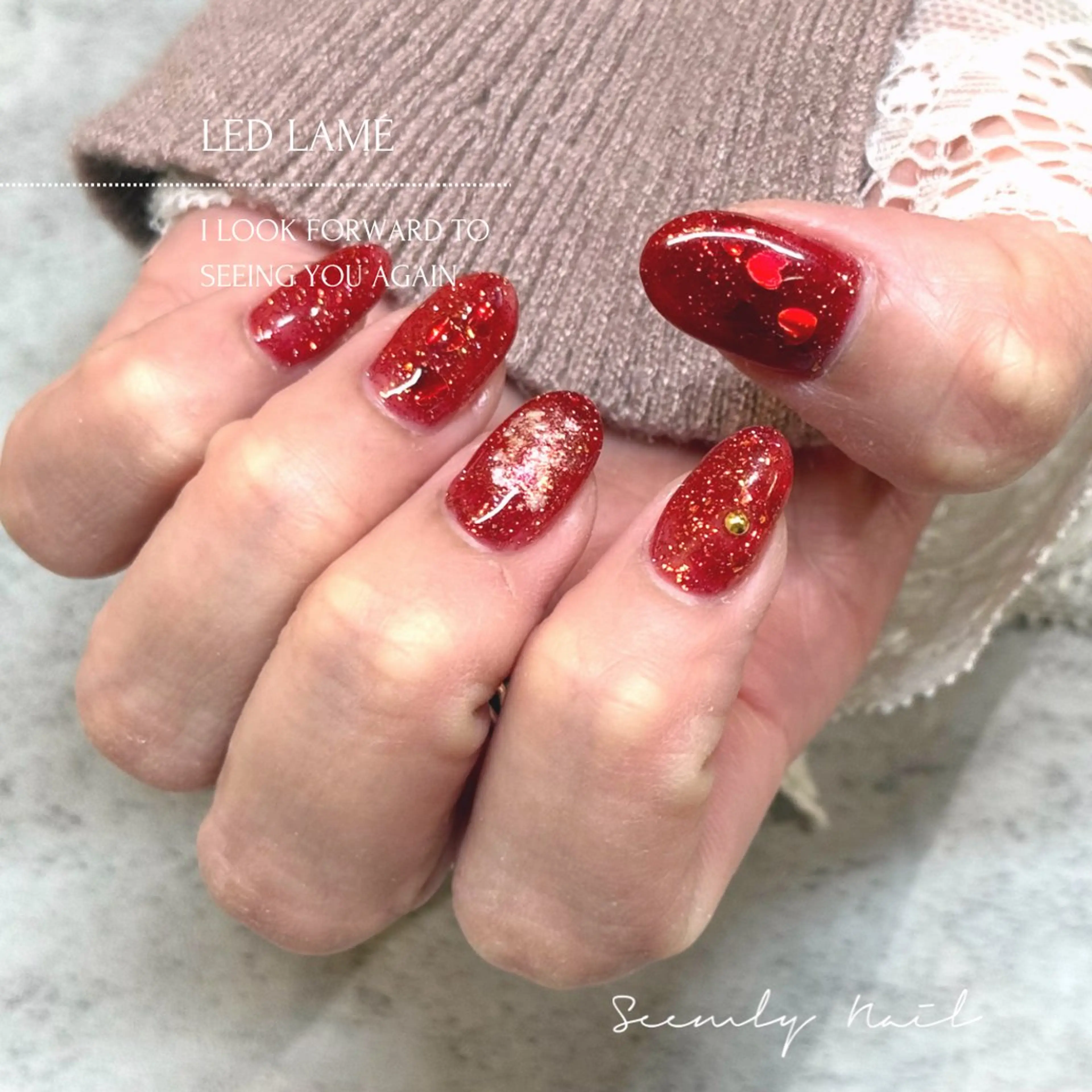 ネイル ジェルネイル マグネットネイル パラジェル バレンタイン 冬ネイル Seemly 千田町店所属・フラワーパラジェル 🌸シームリーエミのネイルデザイン