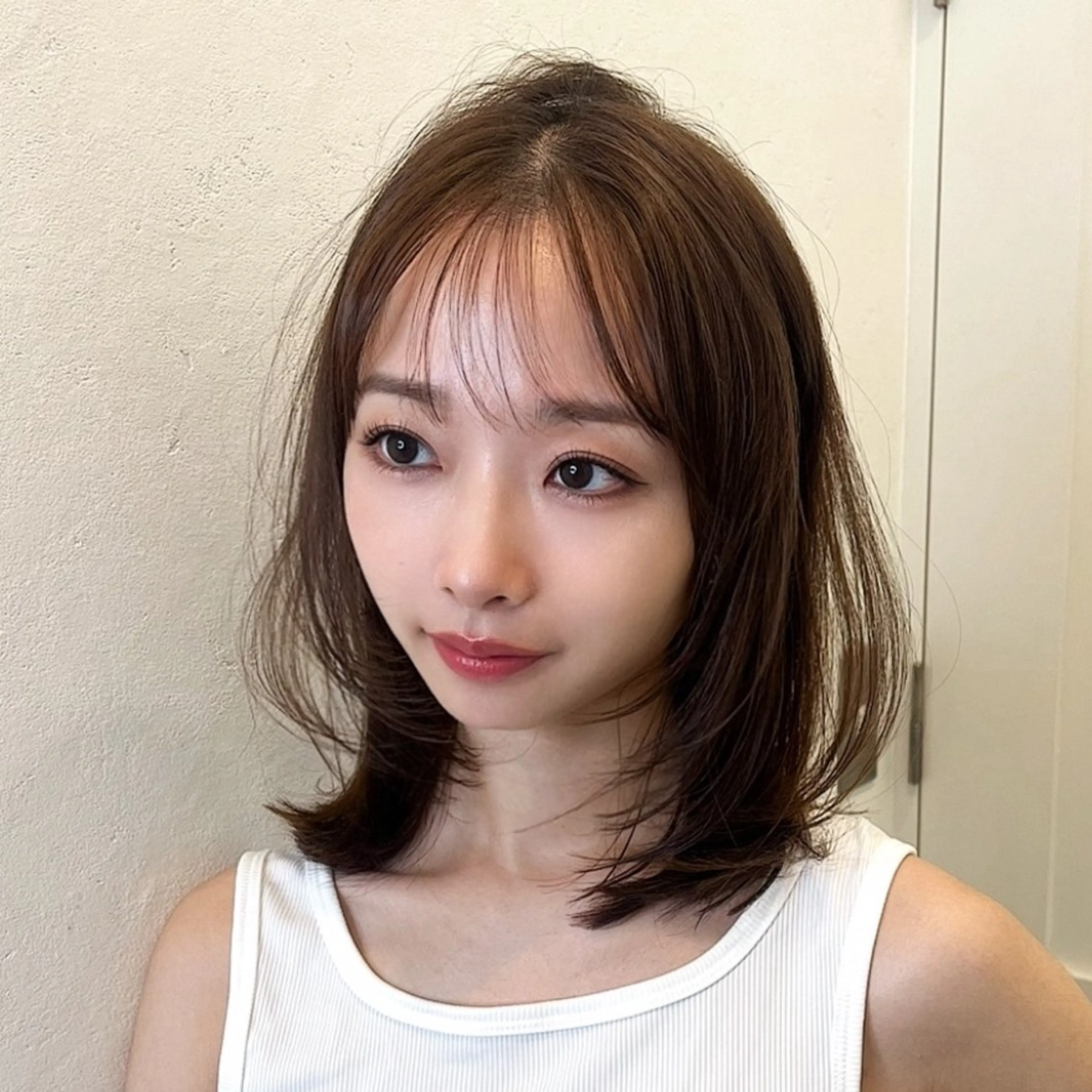 ミディアム カラー 山崎/ボブ縮毛矯正 レイヤー髪質改善のヘアスタイル