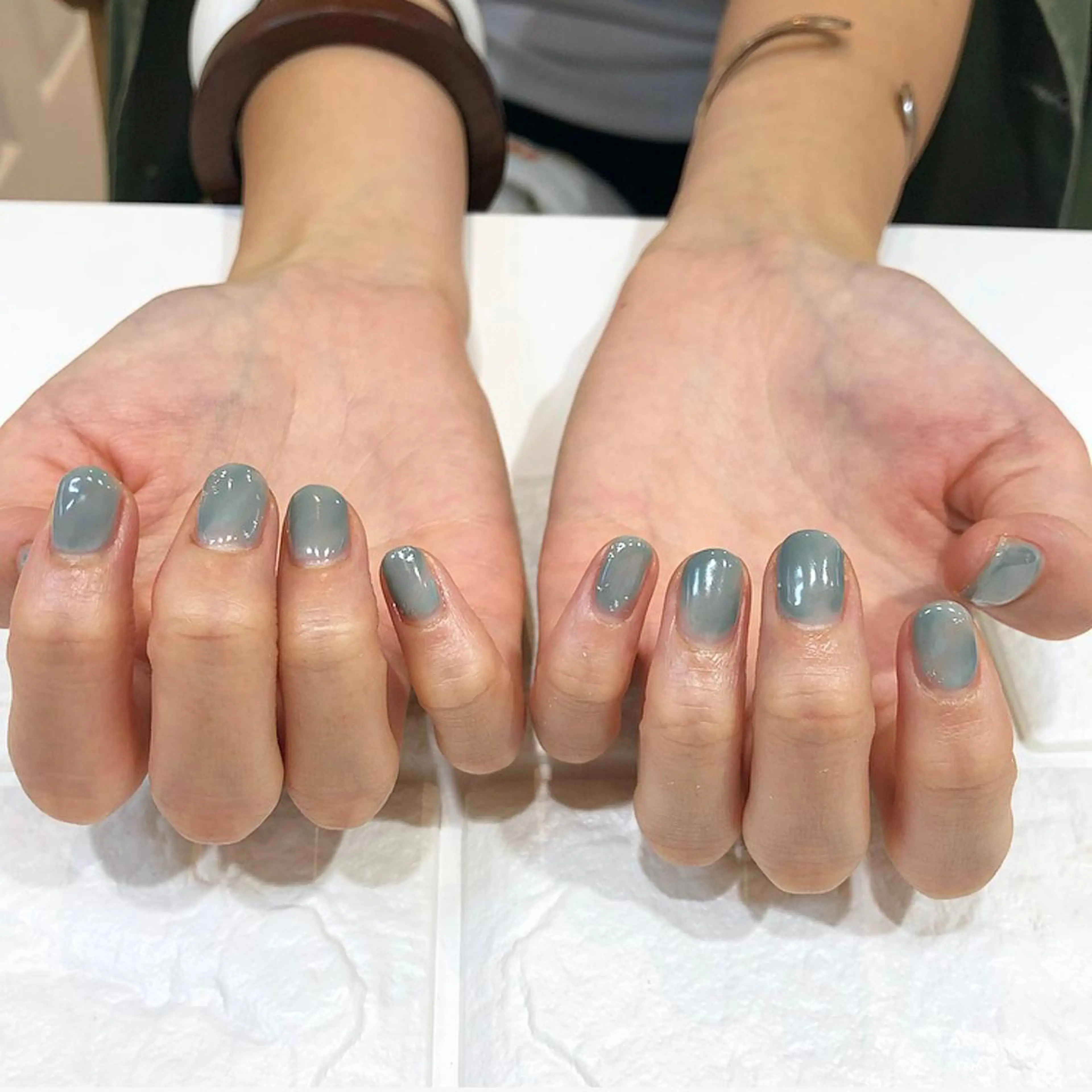 ネイル アートネイル ブルー ニュアンスネイル U rinaのマツエク・マツパデザイン