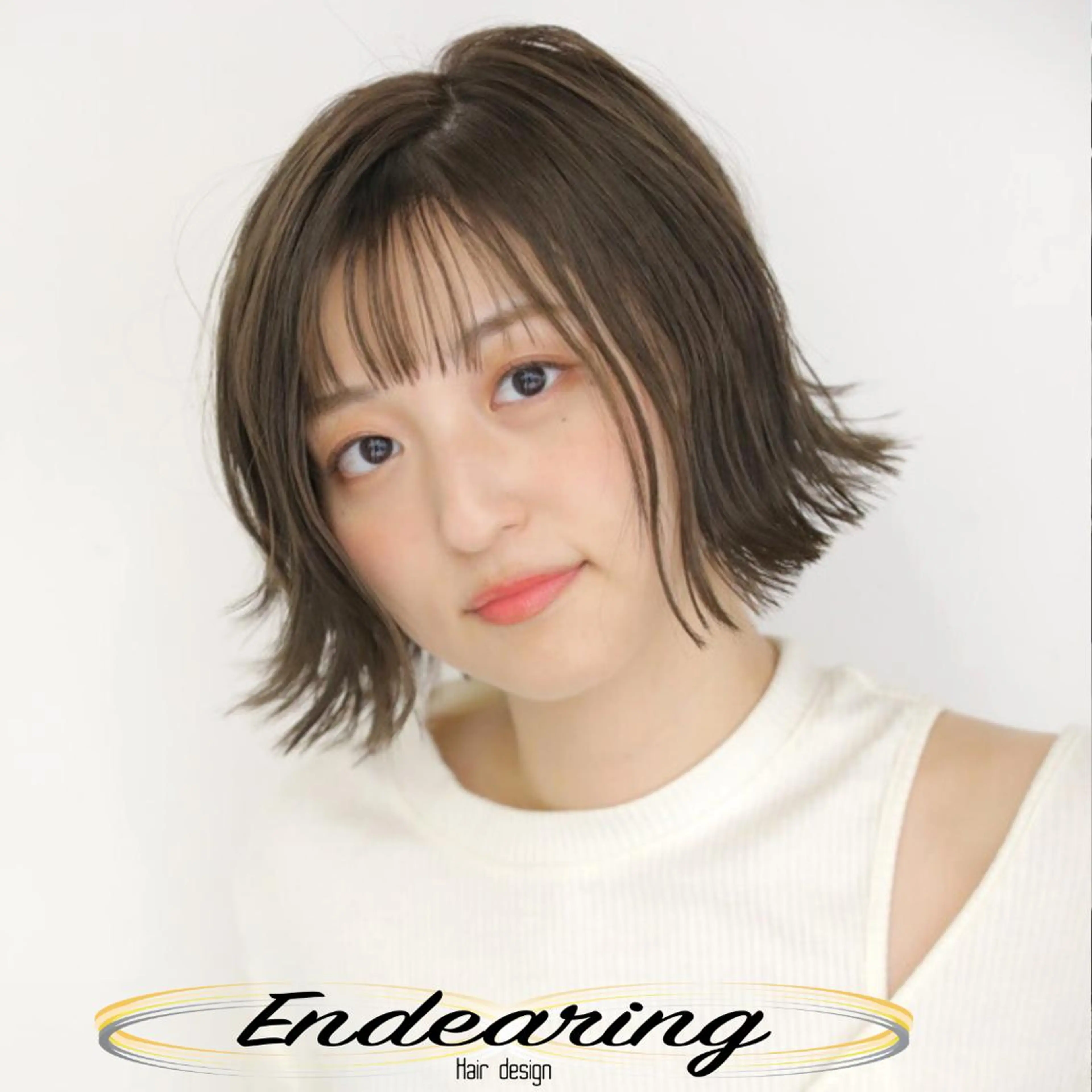ミディアム アッシュ ボブ 外ハネヘア カット ヘアカラー ヘッドスパ Endearing 銀座/YOKOのヘアスタイル