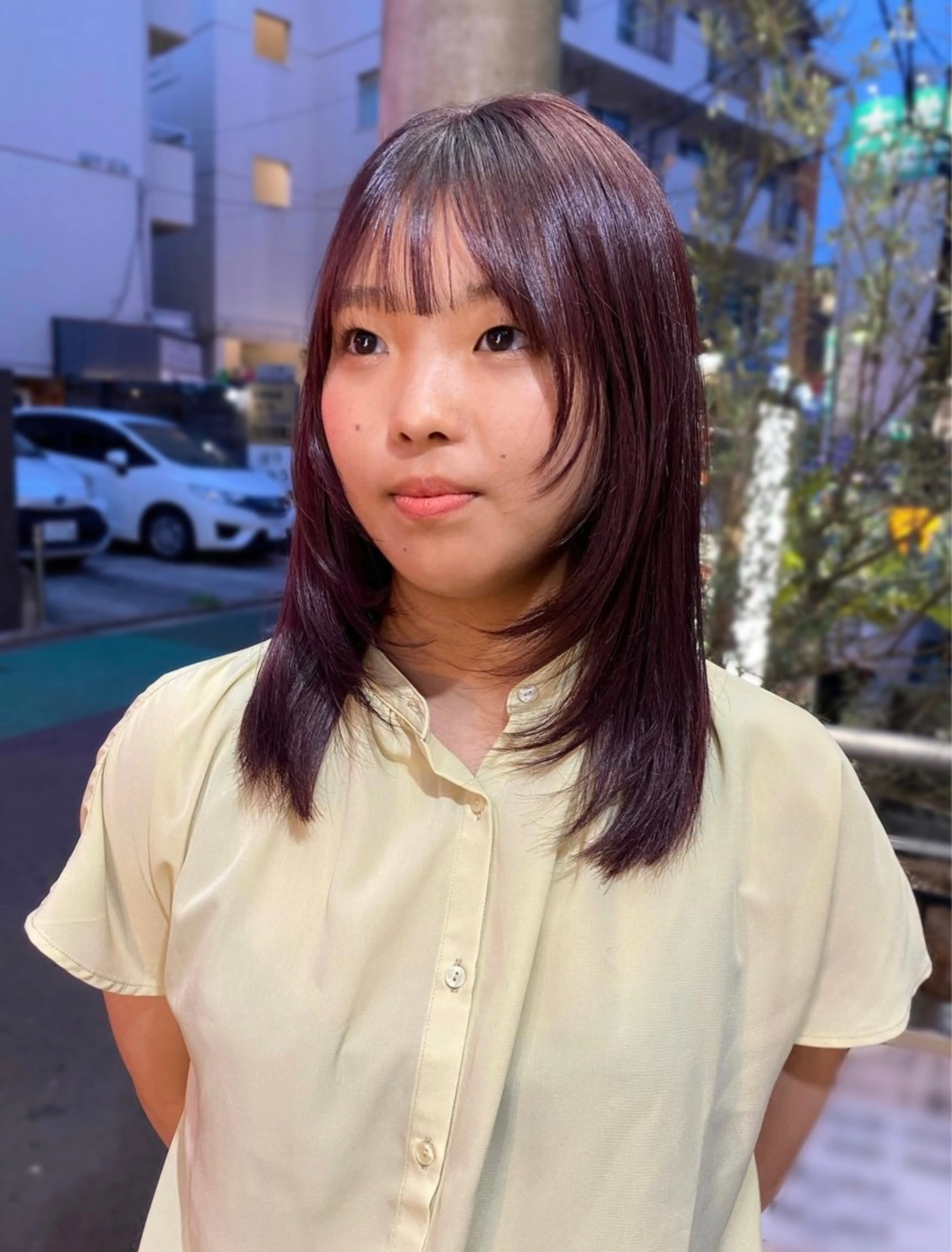 ロング レッドブラウン 【艶ヘア】 どうまえのヘアスタイル