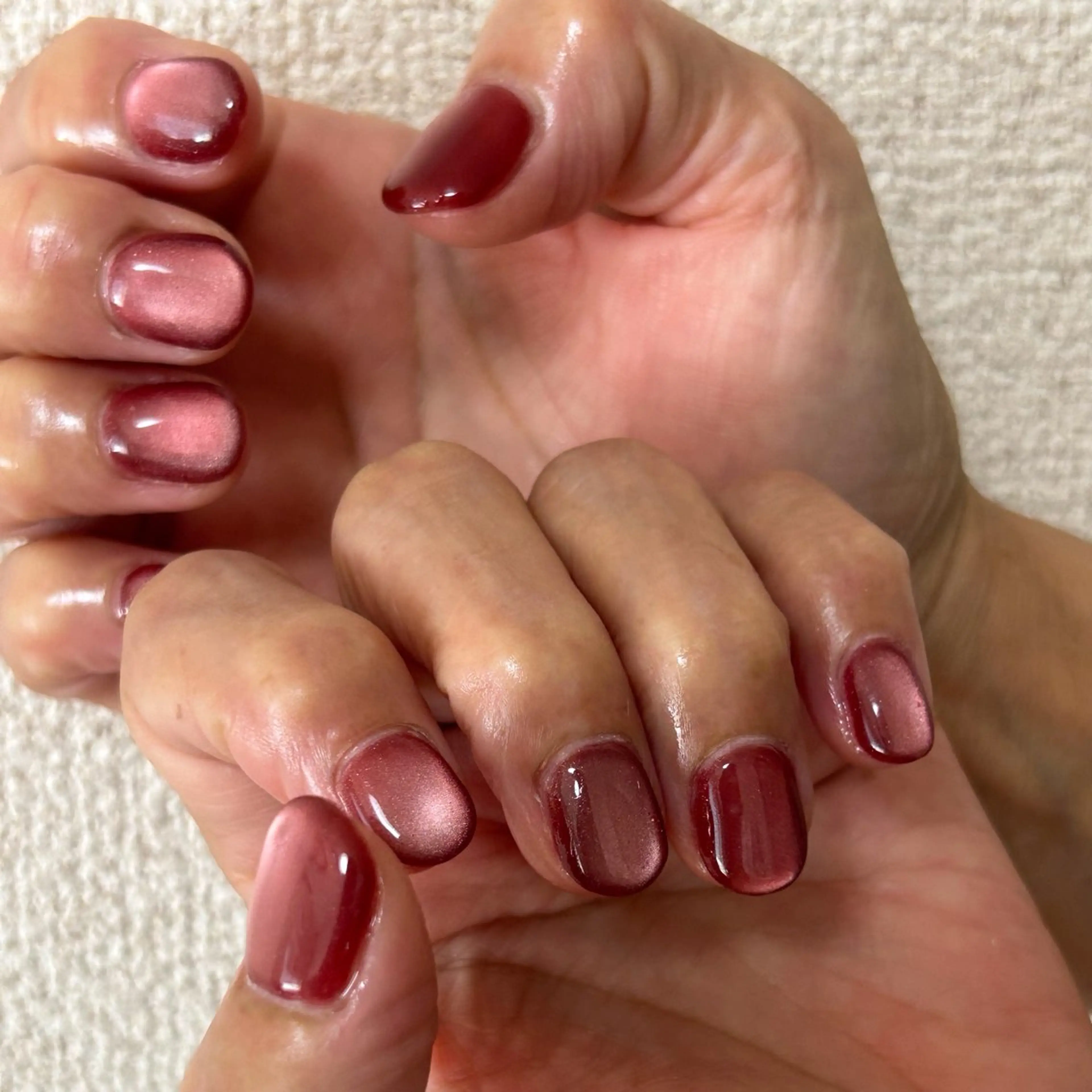 ネイル オーロラネイル ボルドー フットネイル フレンチネイル ジェルネイル ハンドネイル kiki nail 二子玉川のネイルデザイン
