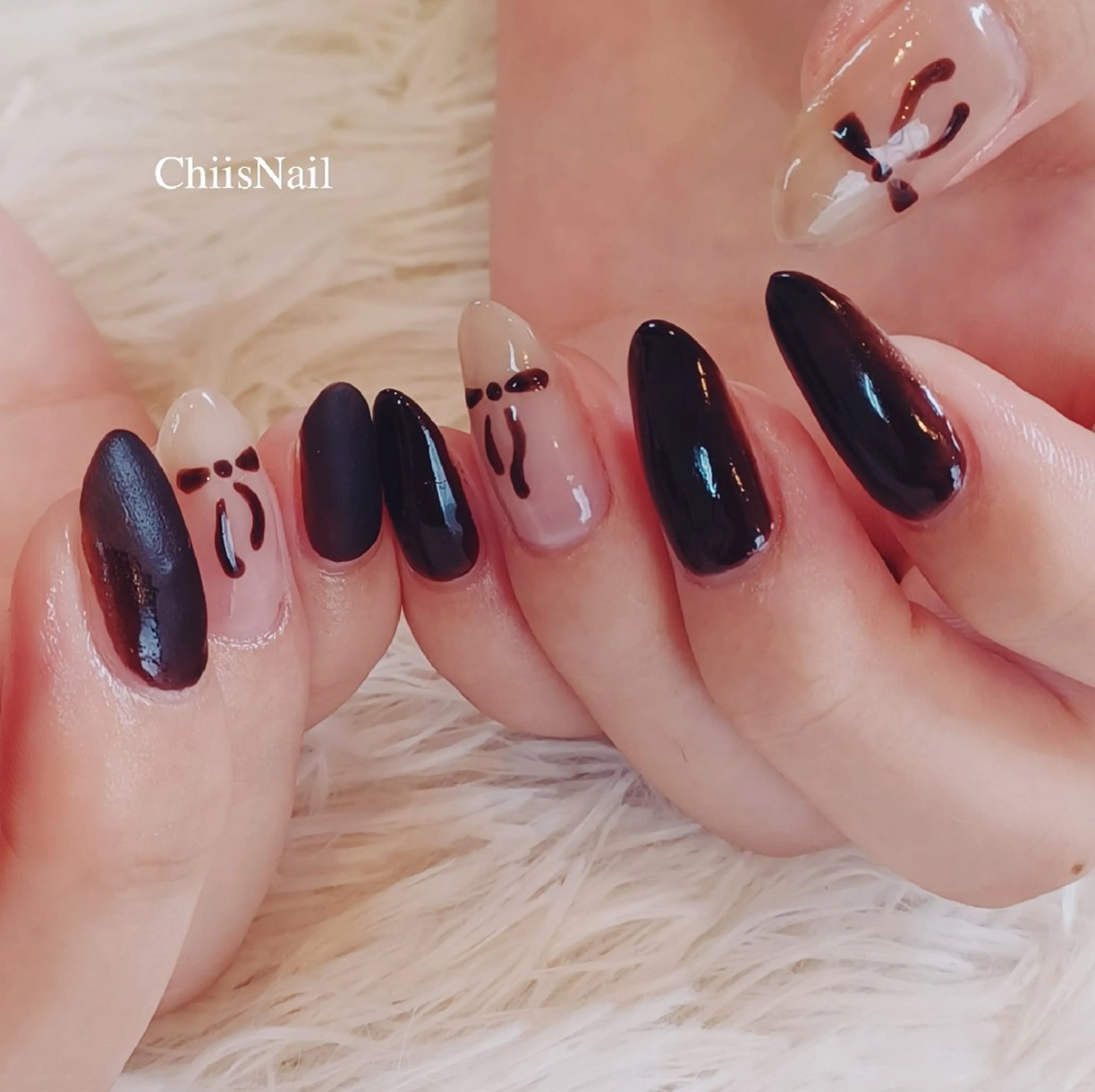 ネイル リボン ハンドネイル ChiisNail チィズネイルのネイルデザイン