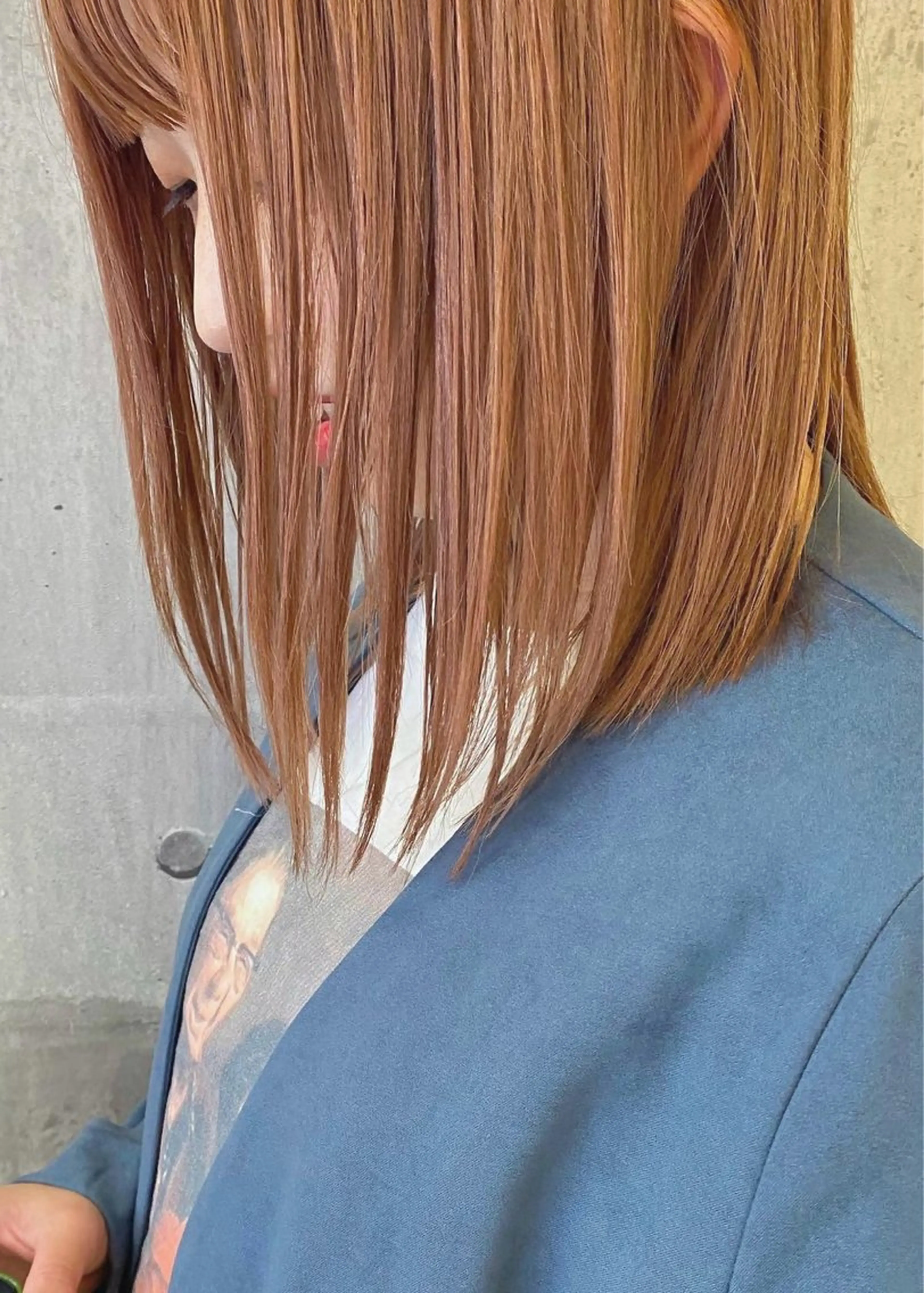 ミディアム カラー ブラウンカラー オレンジ オレンジブラウン ボブ カット ヘアカラー トリートメント 髪質改善ｶﾗｰ ｹｱﾌﾞﾘｰﾁ/ﾀﾑのヘアスタイル