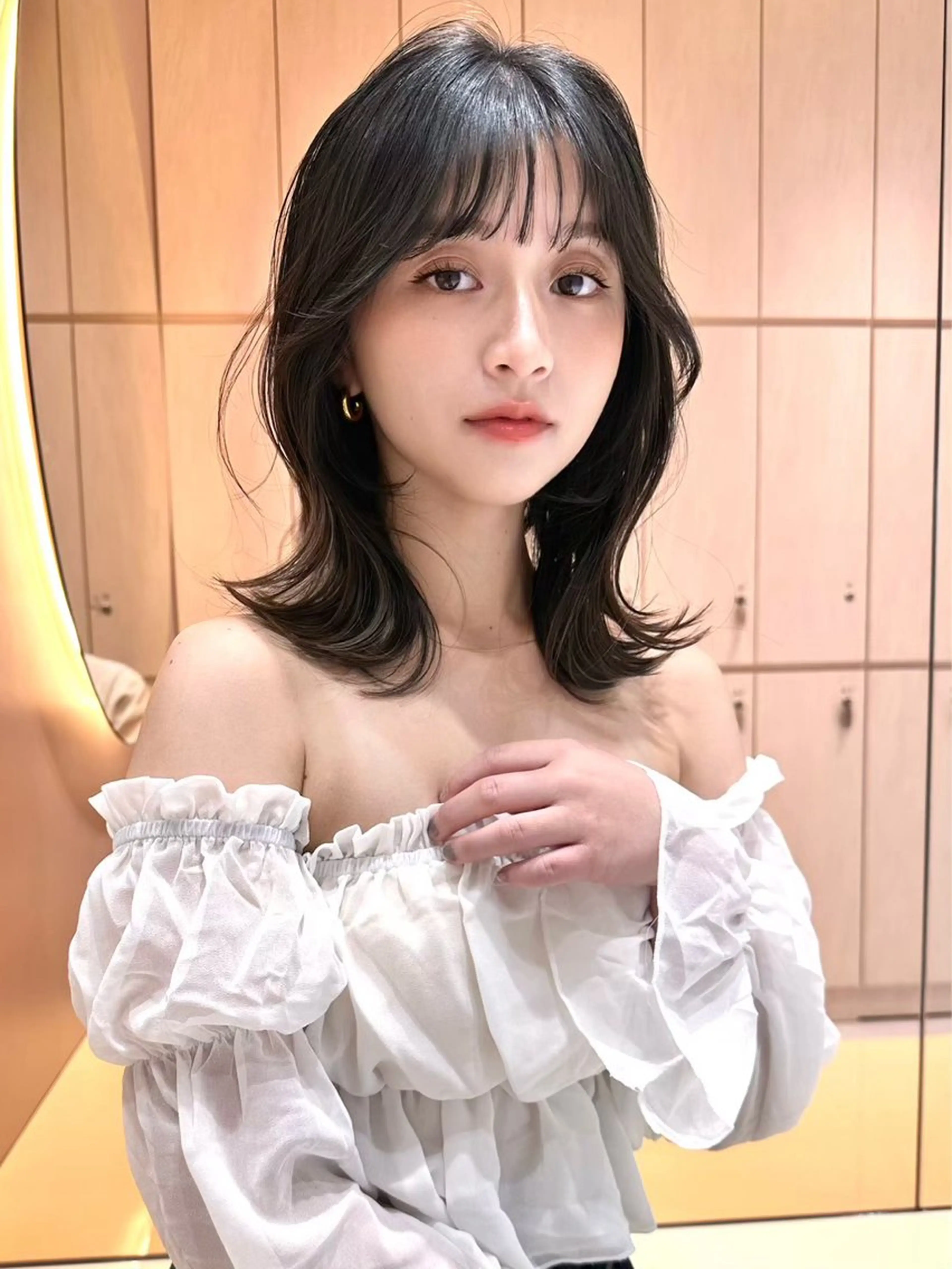 ミディアム カラー ボブ 顔周りカット 韓国風ヘア レイヤーカット ショート特化/ 似合わせカット/高津のヘアスタイル