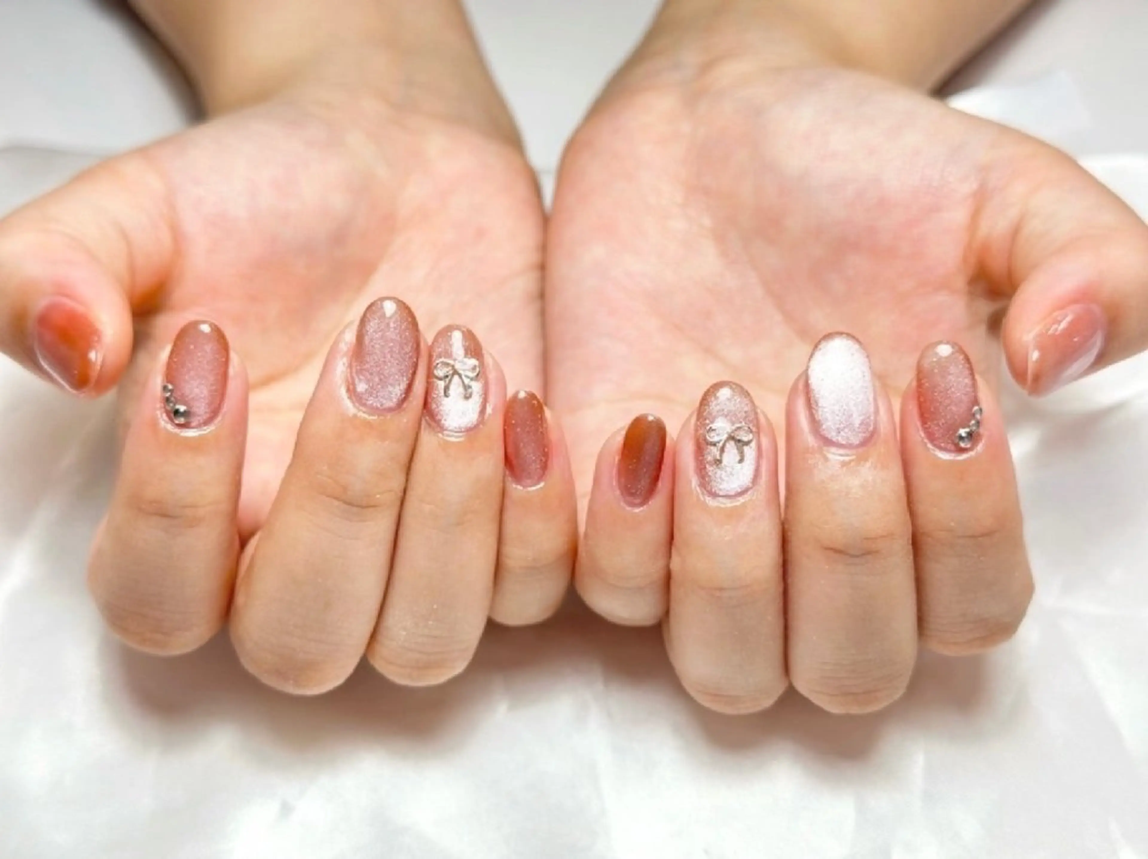 ネイル アートネイル フレンチネイル ジェルネイル ガラスフレンチ ハート ハンドネイル Nailsalon Merci東中野のネイルデザイン