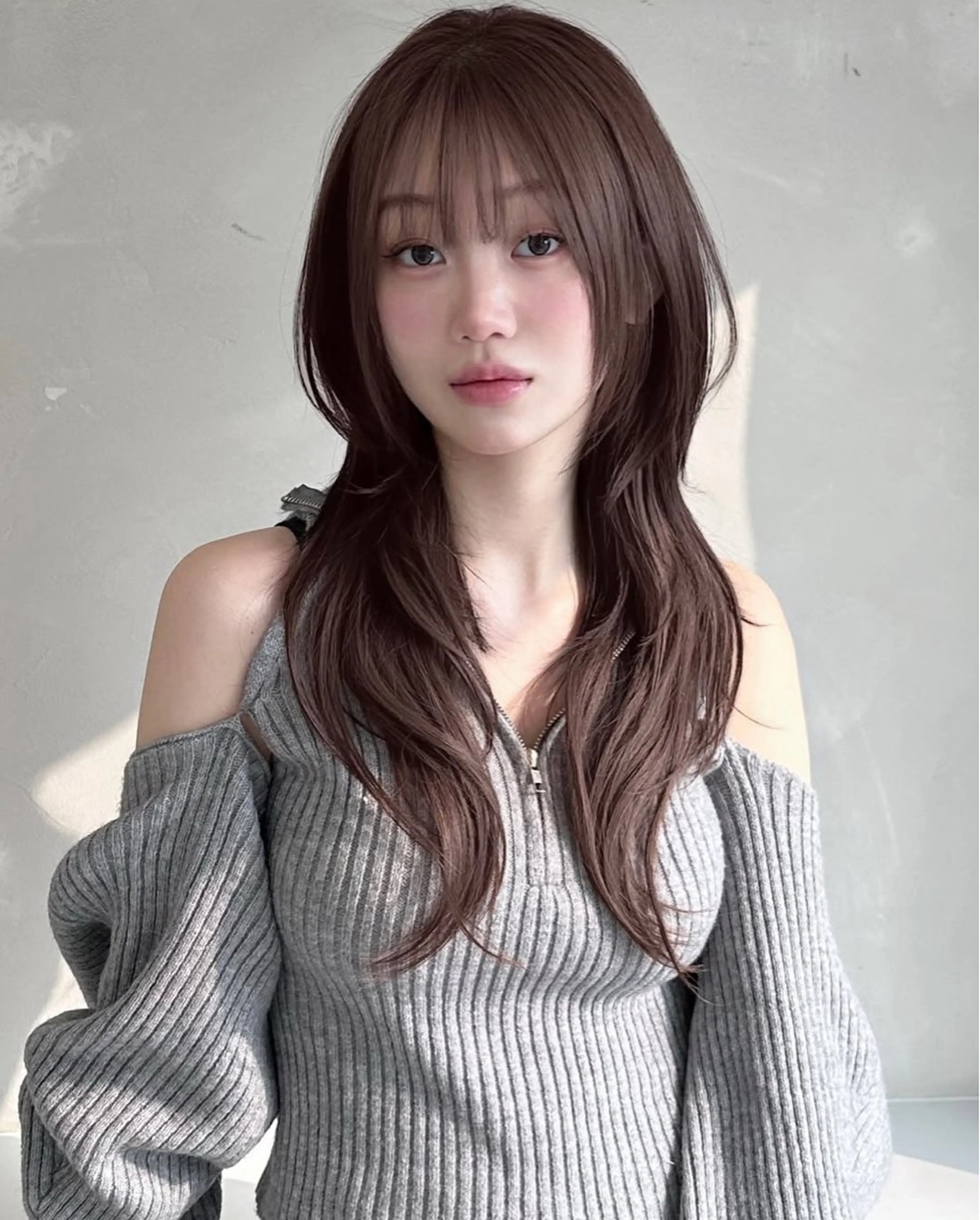 ロング カット ヘアカラー salowin 原宿 aroa所属・韓国／ハッシュカット ／透明感カラー／金野のヘアスタイル