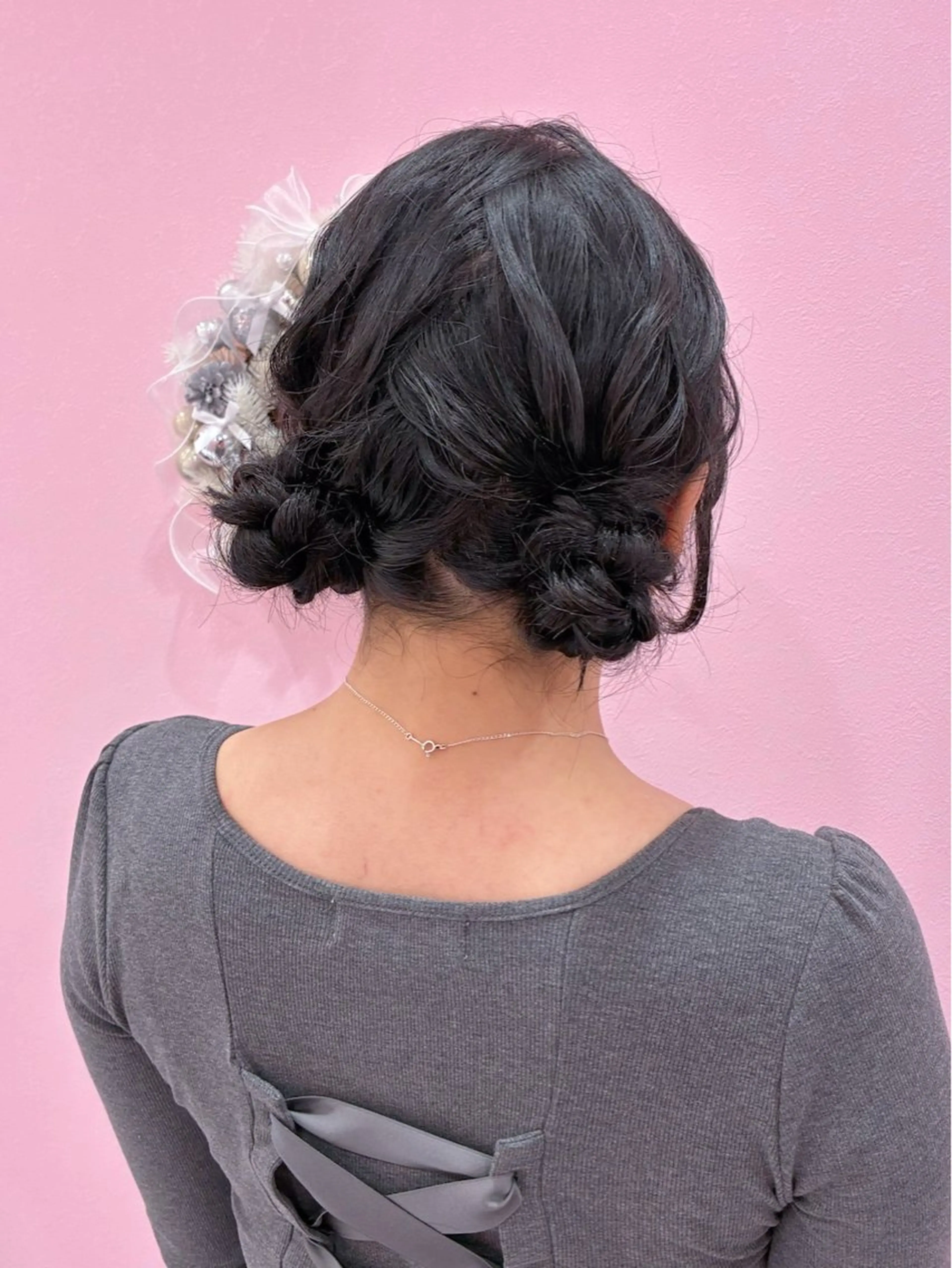 セミロング ヘアアレンジ お団子ヘア ヘアセット Set Salon Mémoire by miuprierre所属・推し活🪄🩷 川上 佳奈のヘアスタイル