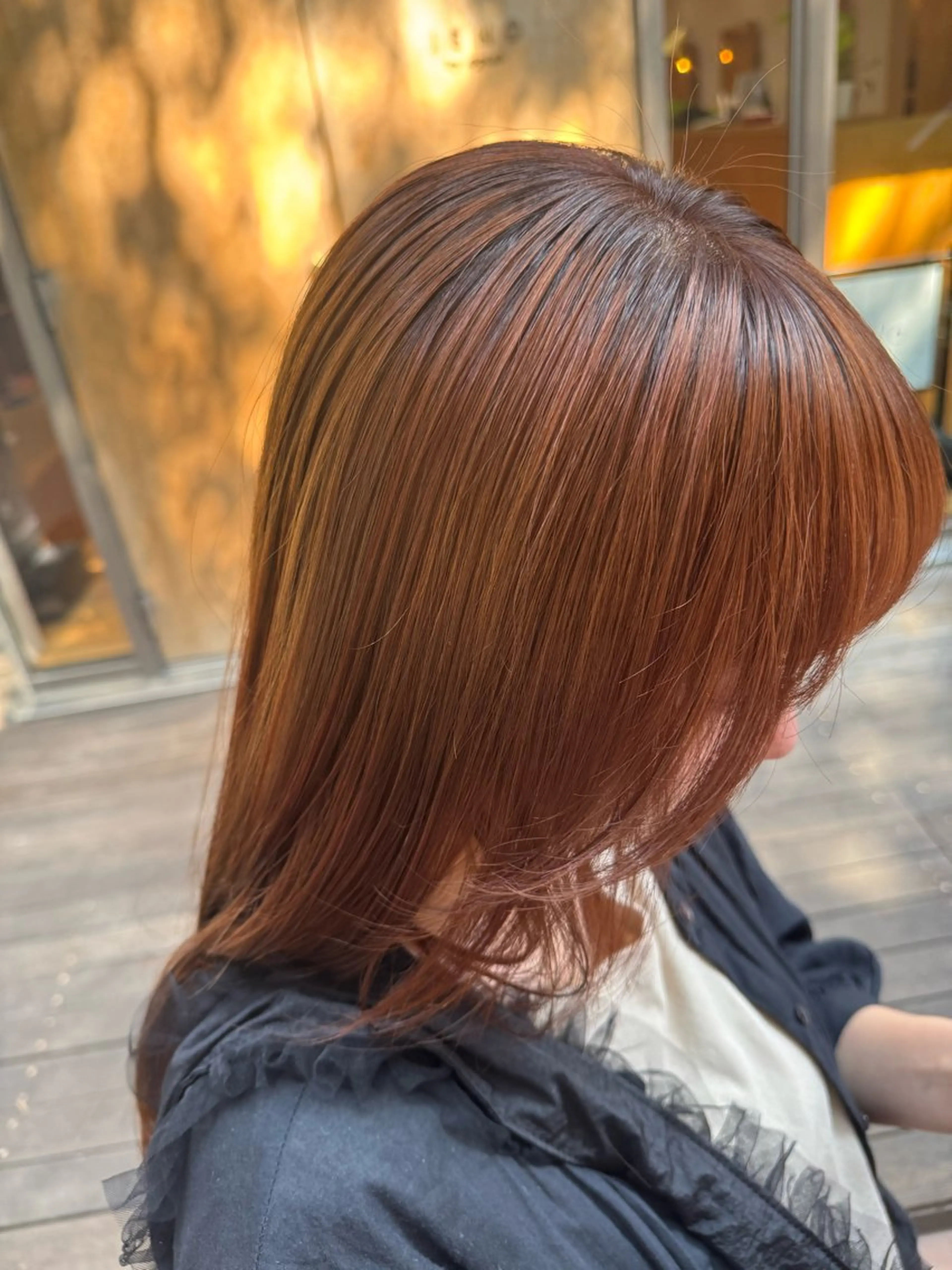 カラー ブラウンカラー オレンジ オレンジブラウン ヘアカラー 八巻星理夏 モデルさん募集中のヘアスタイル