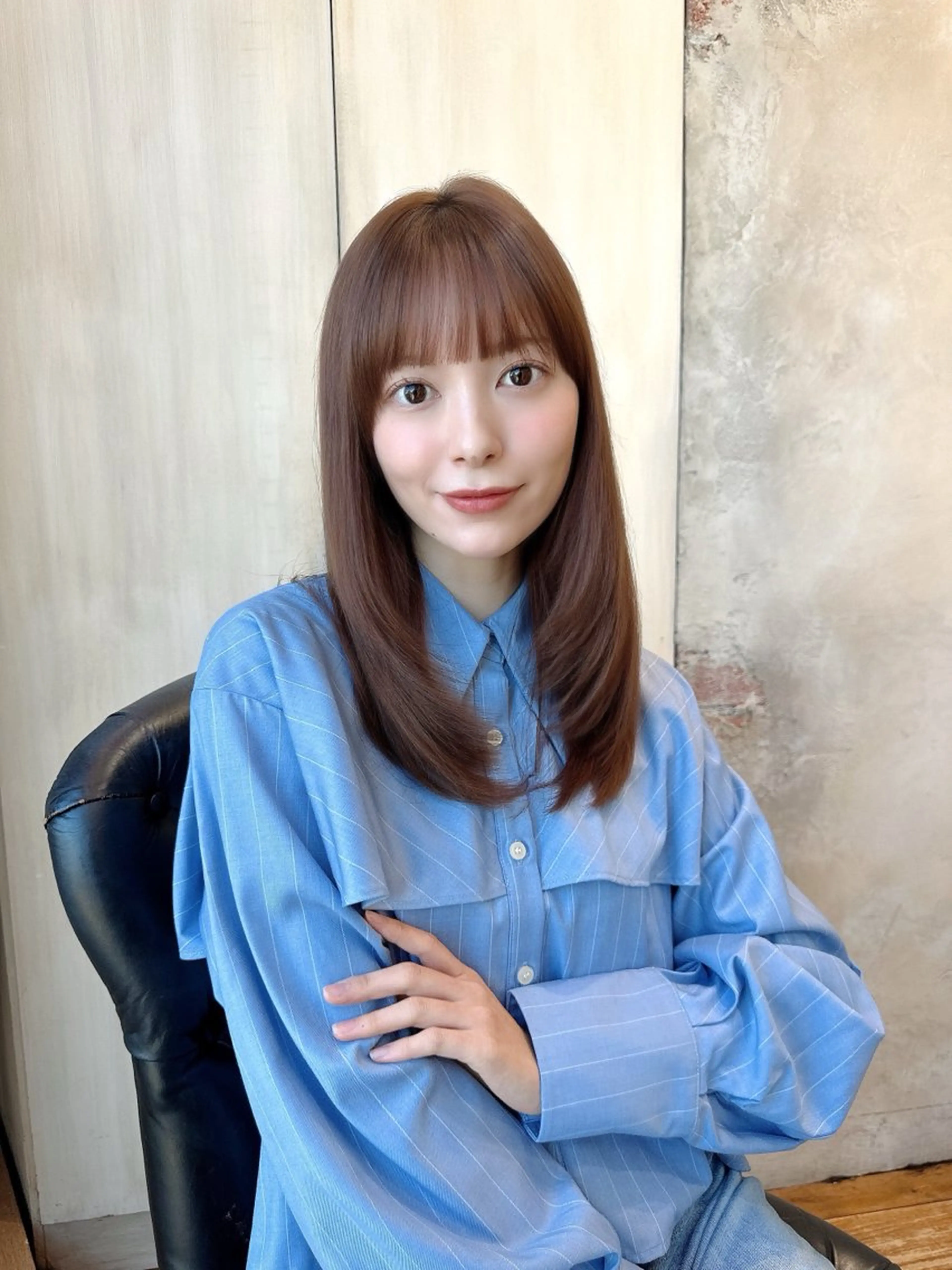 ロング 小顔カット トリートメント カット 縮毛矯正 トリートメント 石戸谷　海斗/韓国 レイヤー/艶カラーのヘアスタイル