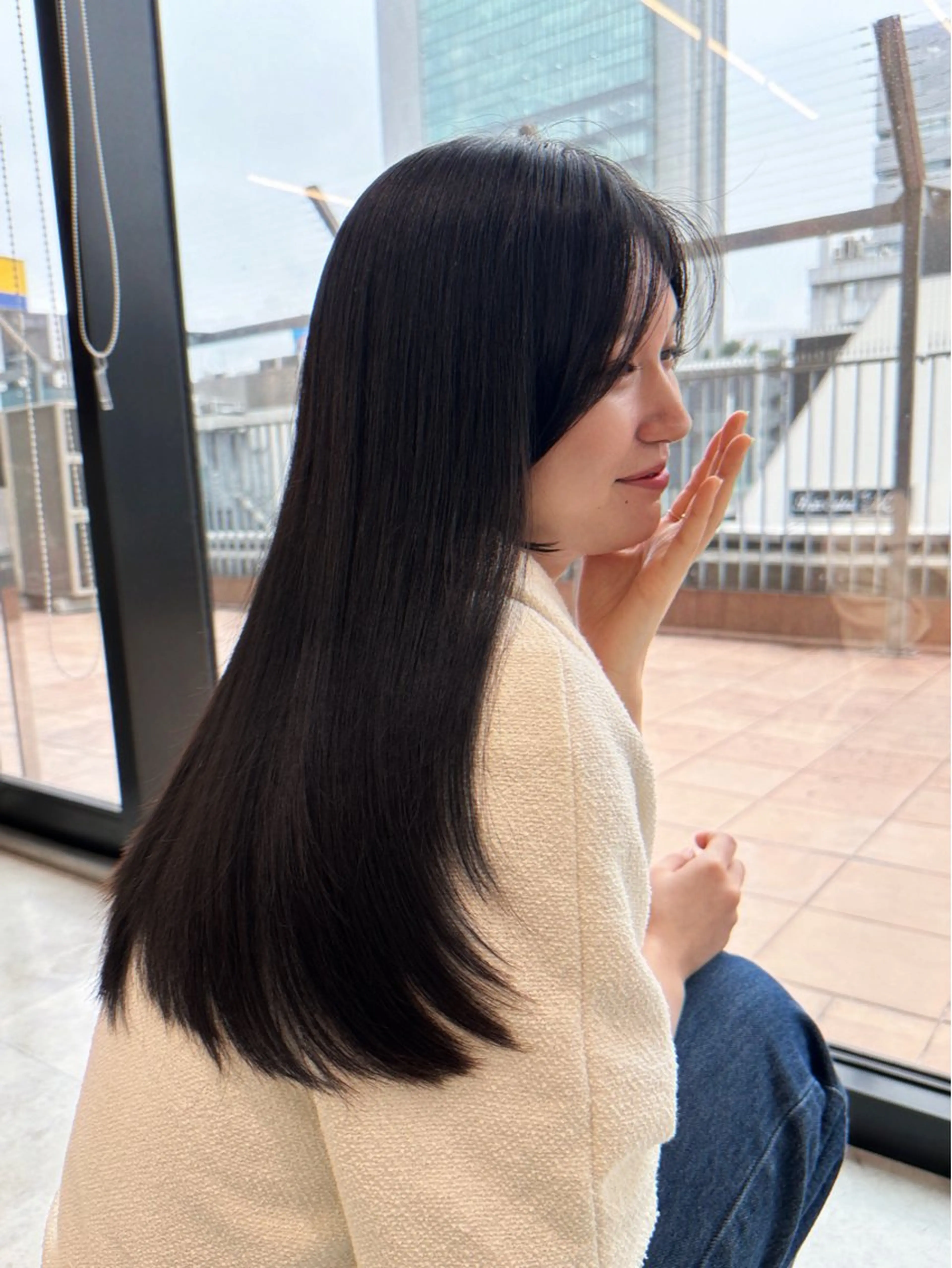 ミディアム カット 縮毛矯正 トリートメント GO TODAY  NU茶屋町所属・地毛風ストレート/ 髪質改善/kokiのヘアスタイル